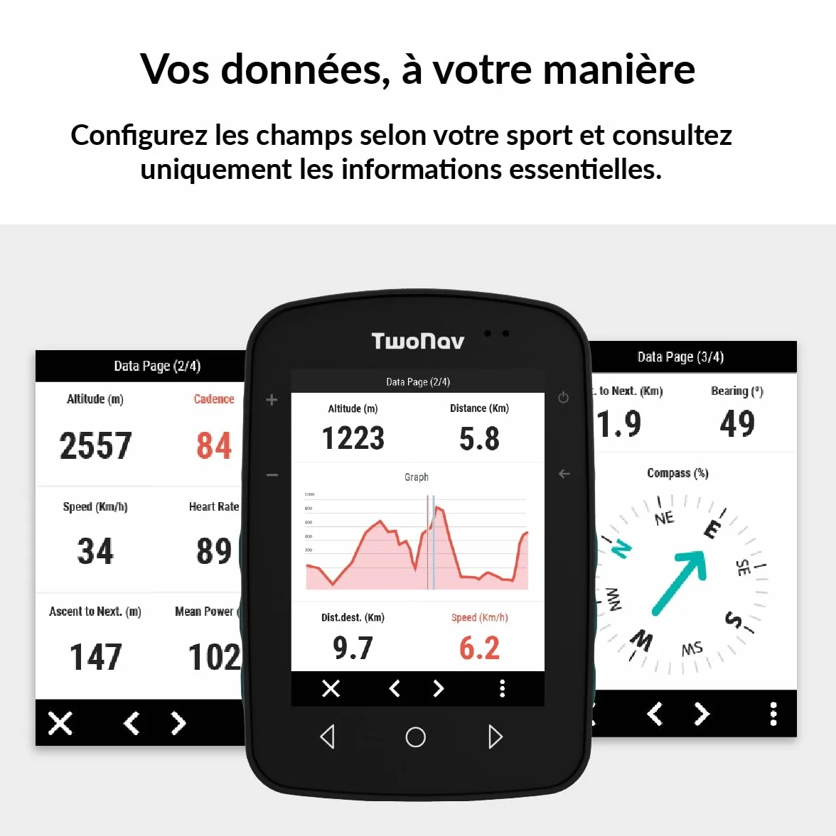 TwoNav Terra (32 Go) + Carte 5 Dalles de France IGN Top25, GPS de Sports avec écran Large 3,7 Pouces pour Montagne, randonnée, VTT, vélo