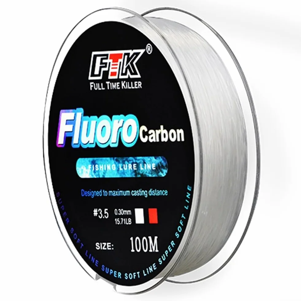 Ligne de pêche en fluorocarbone de 100 mètres pour une utilisation avec monofilament ou ligne principale tressée comme solution de ligne de ligne de terminal à faible visibilité