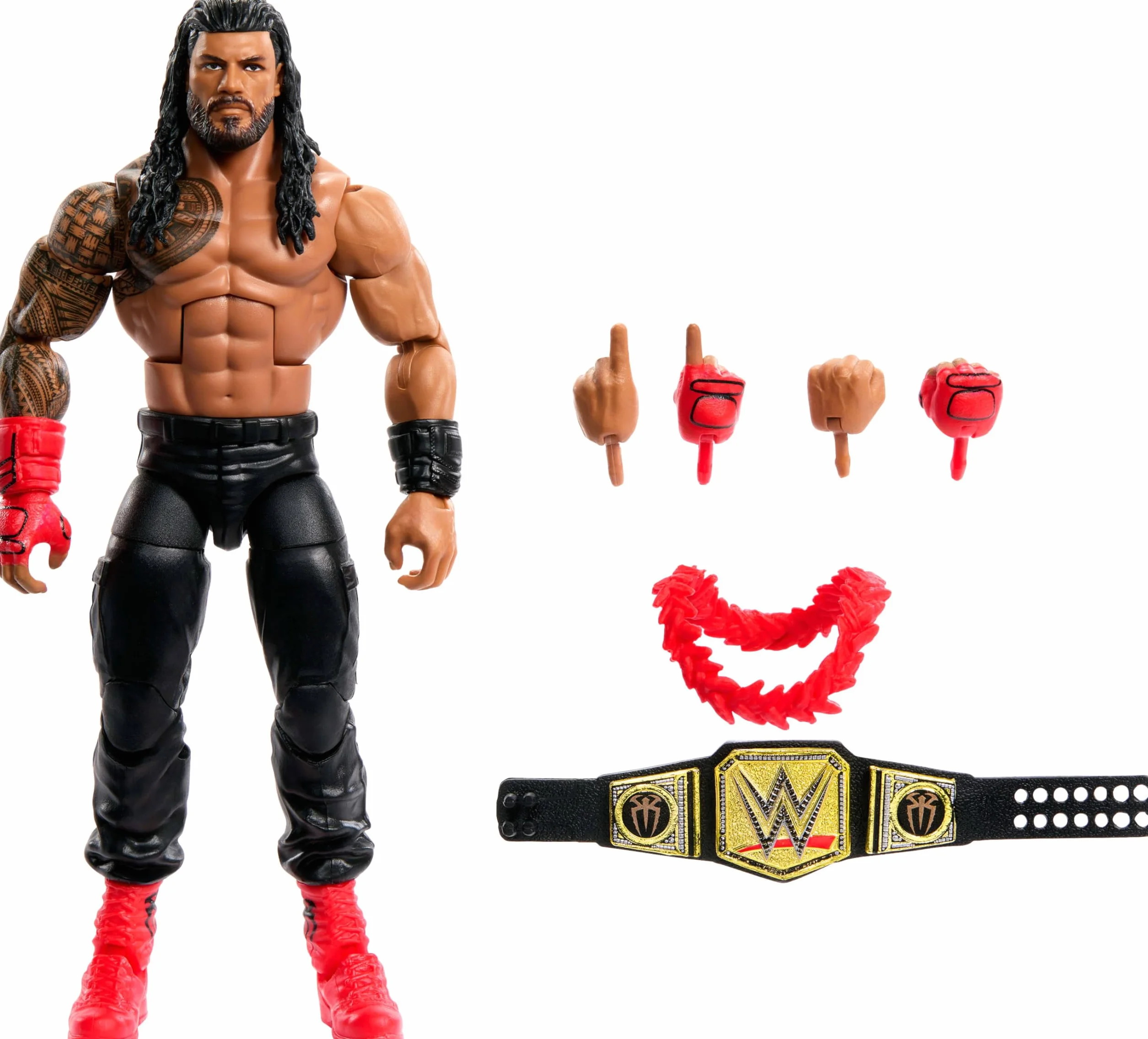 Mattel WWE Elite Figurine et accessoires, série #110 Roman Reigns 15,2 cm à collectionner avec 25 points d'articulation et mains interchangeables