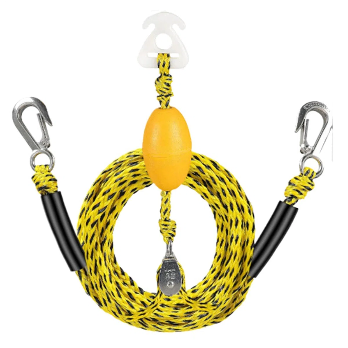 Triangle de remorquage de 3 m pour sports nautiques, laisse pour 4 personnes avec rouleau coulissant et flotteur, crochet en acier inoxydable, corde de traction pour towables, ski nautique, wakeboard