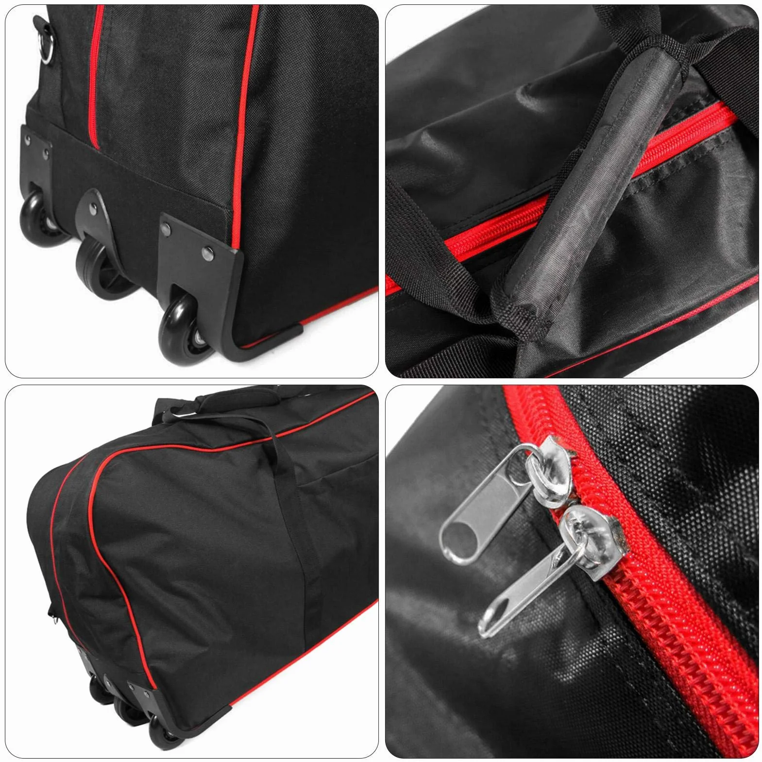 Sac De Transport Pliable pour Scooter, Sac De Rangement Étanche Rayures pour Scooter, Sac À Dos De Transport pour Scooters À Équilibrage Automatique De 10" et Deux Roues Noir-Rouge