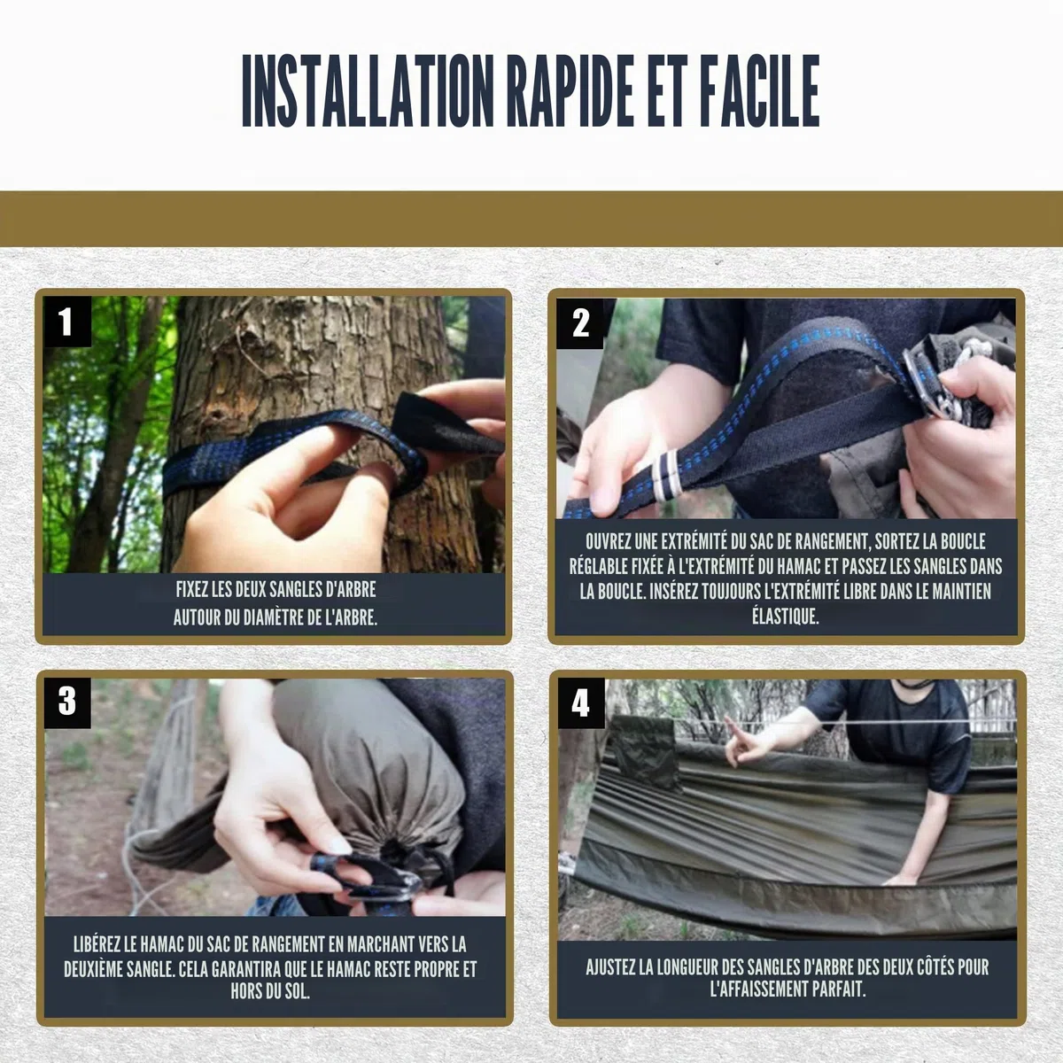 Onewind Hamac de camping de 3,4 m avec moustiquaire et structure Ridgeline, hamac double léger et portable avec sangles d'arbre de 3,7 m, idéal pour le camping, la randonnée, la randonnée, OD vert