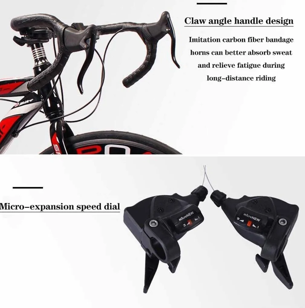MU 26 Pouces Vélo de Route, 24 Vitesses Vélos, Double Frein À Disque, Cadre En Acier Au Carbone À Haute, Route de Vélos de Course, Pour Hommes Et Femmes Adultes Seulement,Blanc
