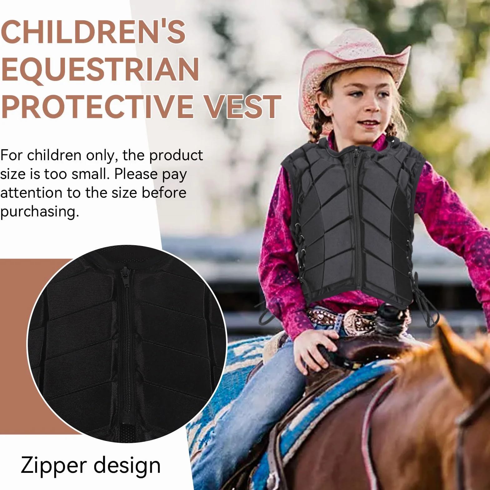 Gilet d'équitation, Gilet d'équitation, Gilet de Protection Equitation Enfant, Gilet d'équitation rembourré EVa, Protection du Corps, équipement de Protection Dorsale pour Enfants et Adultes