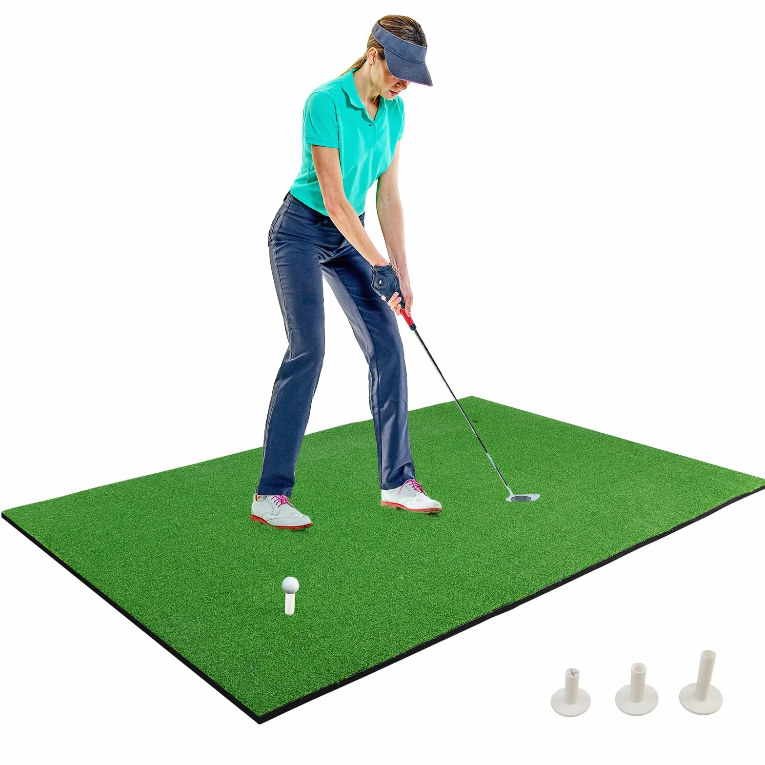 LIFEZEAL Tapis de Golf 1,5 x 1 m, Tapis d'Entraînement de Golf, Tapis de Frappe de Golf Pratique Pliable avec Gazon Synthétique et 2 Tees idéal pour Intérieur et Extérieur