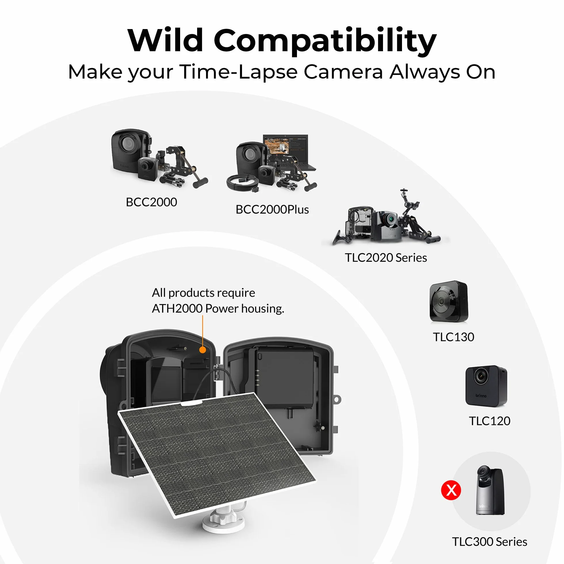 Brinno - ASP1000-P Solar Power Kit - Caméra Time-lapse - Panneau solaire pour caméra Brinno