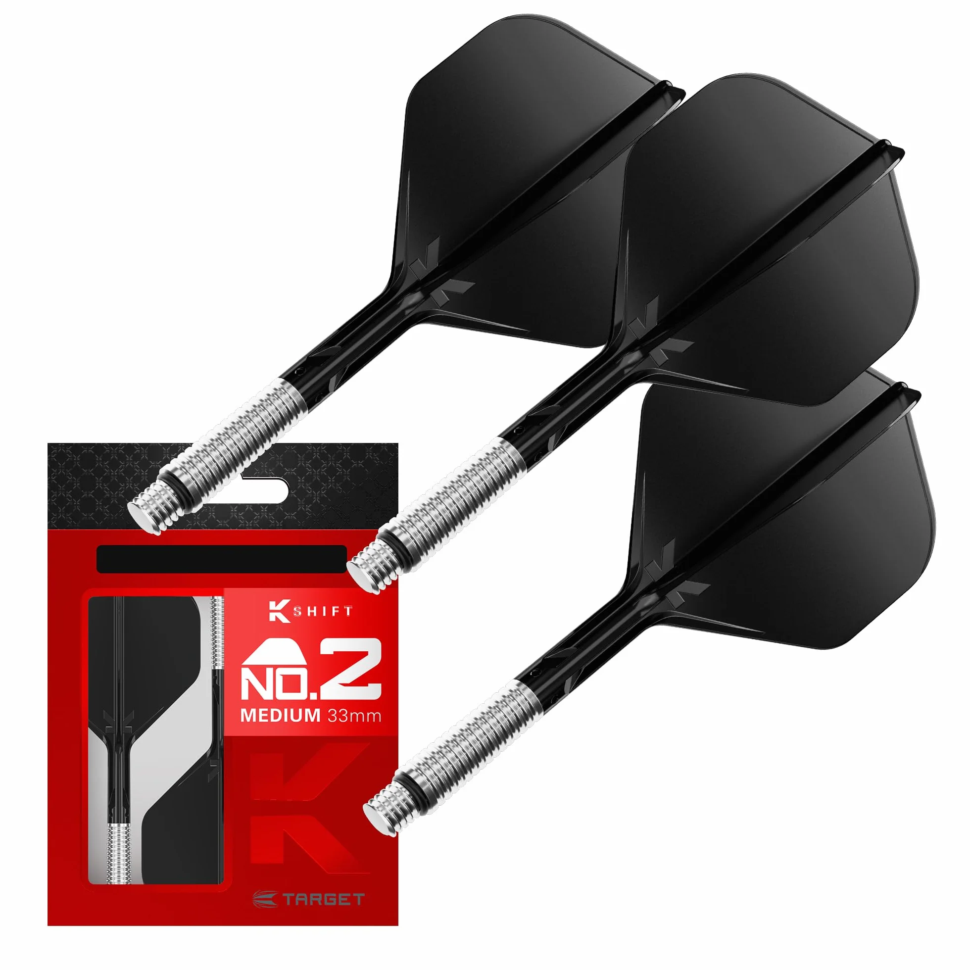 Target Darts K-Shift N° 2 Intégrés Vols et Arbres | K Shift N° 2 Système Vol et Arbre, Blanc/Transparent/Noir – K-Flex Court/Intermédiaire/Moyen Shift Spin Base, Accessoires Fléchettes Professionnels