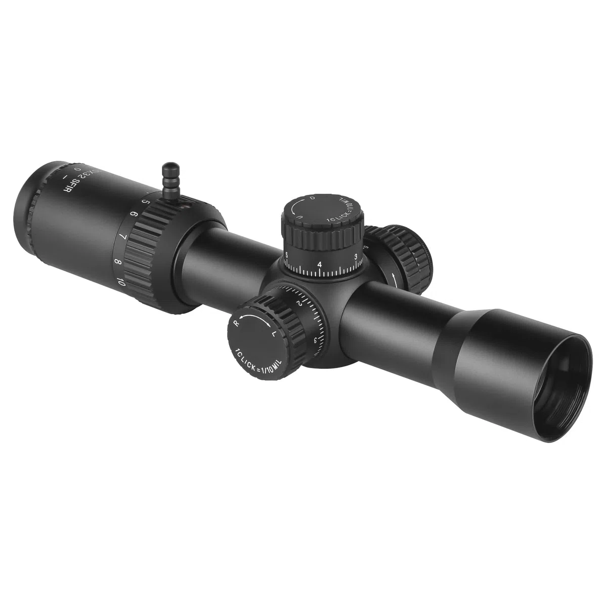 SPINA OPTICS Lunette de visée 2.5-10x32 SFP Lunette Chasse avec éclairage mil Dot Reticle, Tube de 30 mm deuxième Plan Focal avec Support annulaire de 20 mm