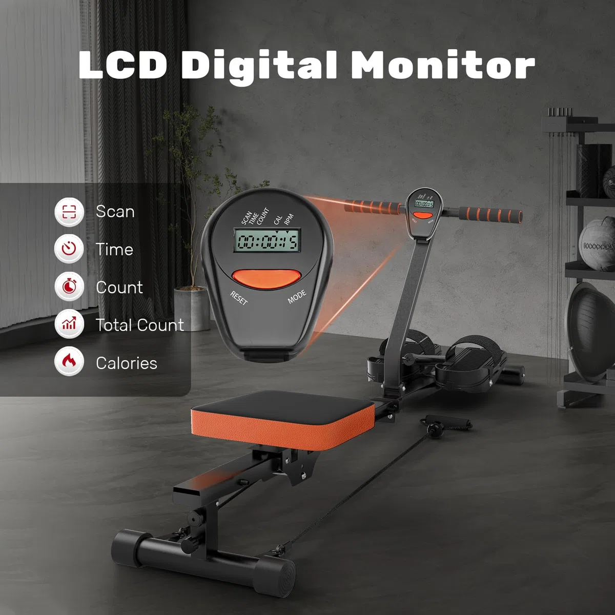 Dskeuzeew Rameur pour la maison, rameur magnétique avec 16 niveaux de résistance, charge maximale de 180 kg, rangement vertical