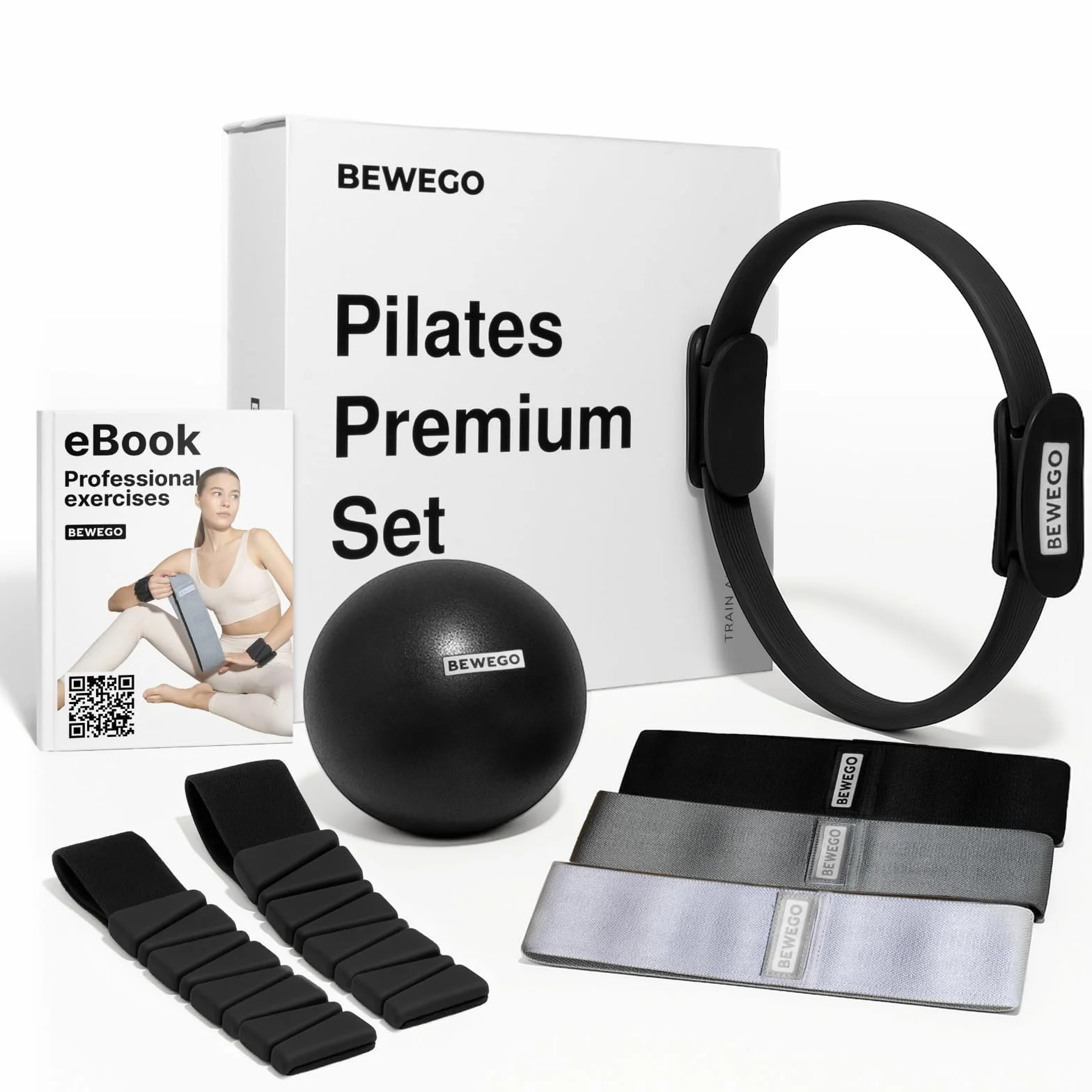 Premium Pilates Set 5 in 1 – Elegant Home Pilates Kit with Ring, Ball, Resistance Bands & Wrist/Ankle Weights Pilates Accessories in Gift Box