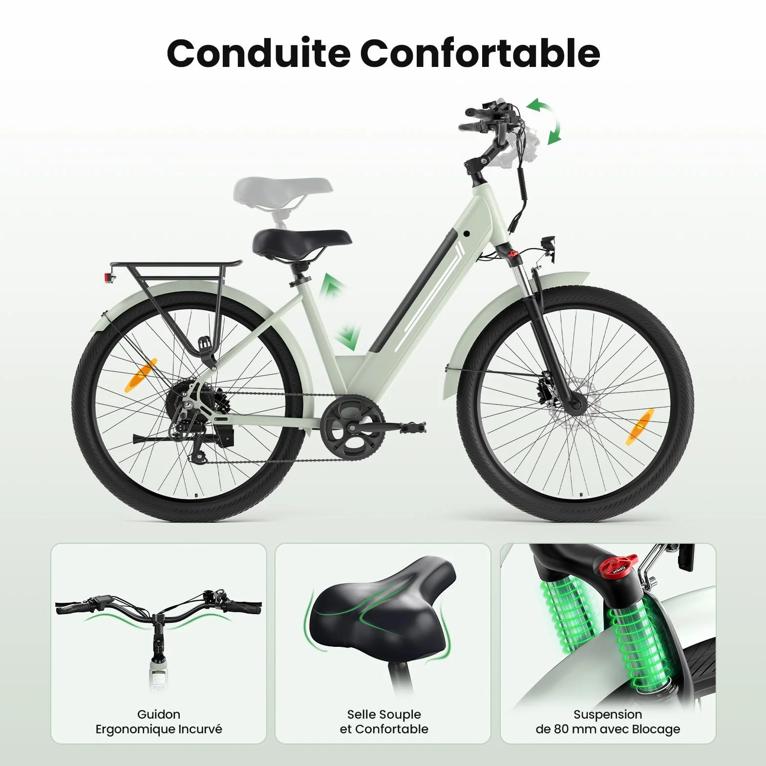 Vélo Électrique 27,5", Moteur 250W, Batterie 561.6WH Amovible, Autonomie Jusqu’à 100 km, 7 Vitesses, Écran LCD, 25 km/h, Charge Max 120 kg, Modèle Mixte E-Bike