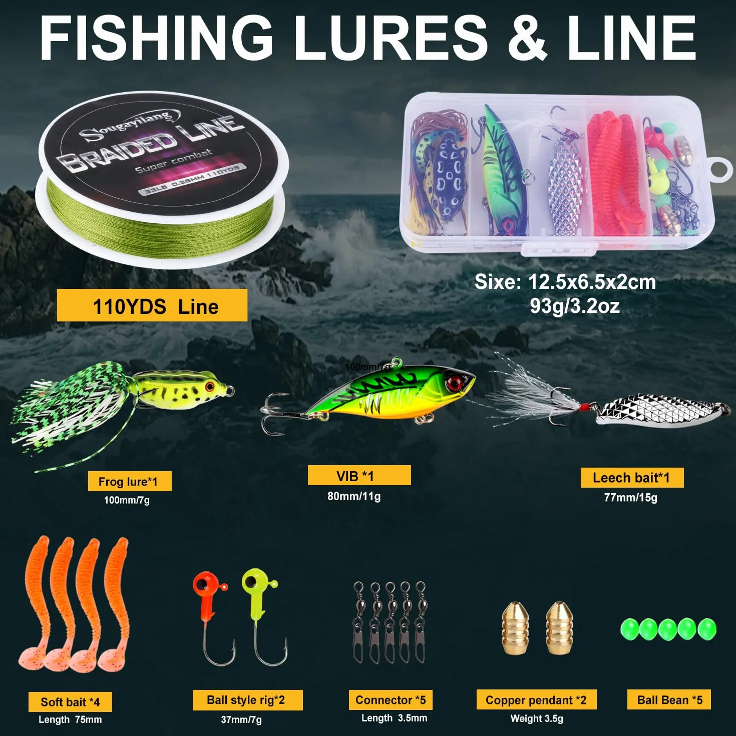 Sougayilang - Moulinet de Canne à pêche télescopique avec Canne à pêche en Fibre de Carbone et Accessoires de pêche - pour Voyage, océan, pêche en Eau Douce ou Eau salée