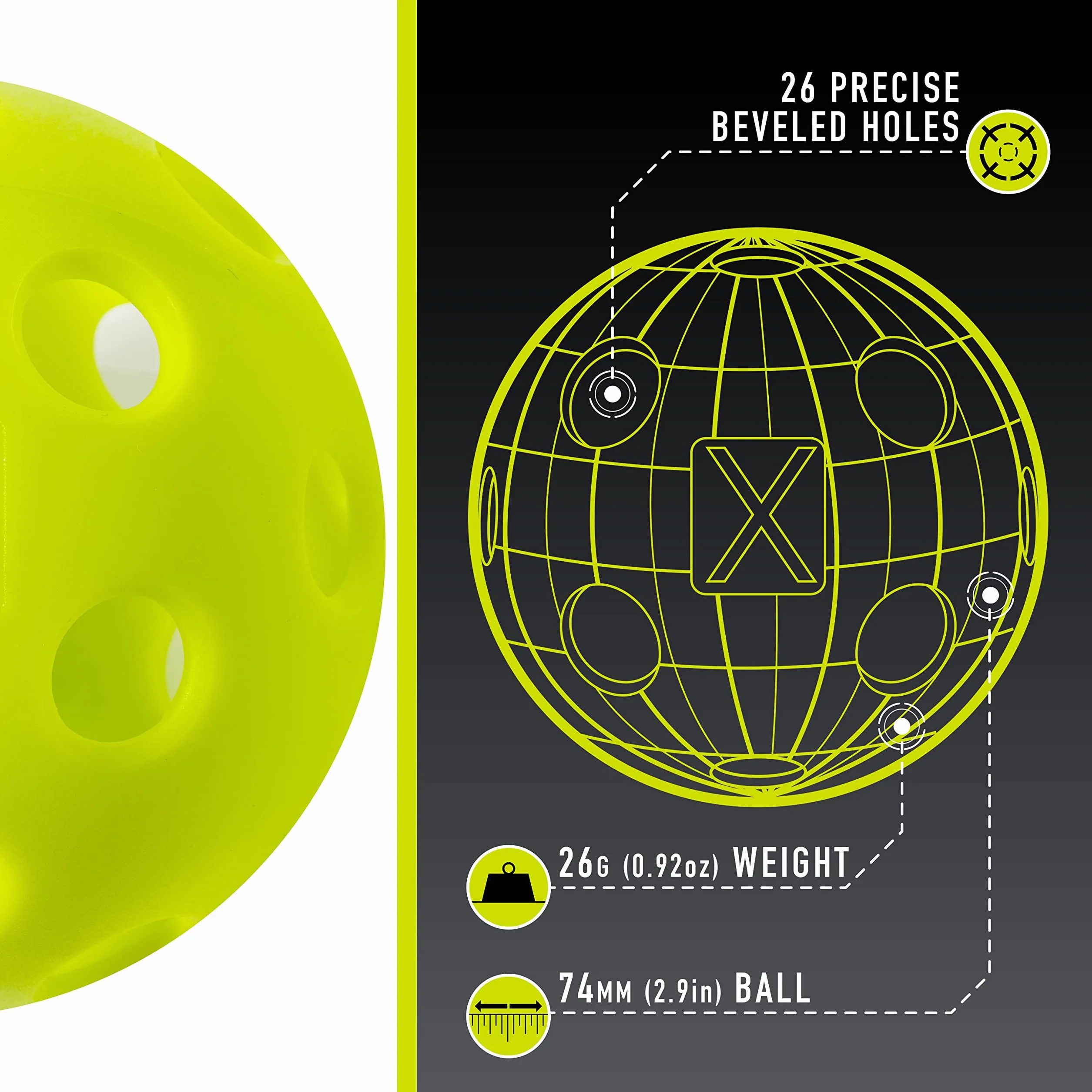 Franklin Sports X-26 Balles de Pickleball - Lot de 3 d'Intérieur, 12 d'Intérieur et 100 de Tournoi Approuvées par USA Pickleball (USAPA)