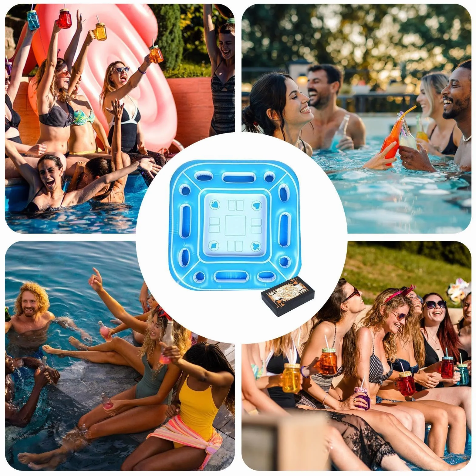 Table Flottante pour Piscine - Gonflable Portable et Résistante aux Intempéries | Table Flottante pour Spa - Fête en Plein Air, Rivière, Mer, Lac, Vacances, Réunion De