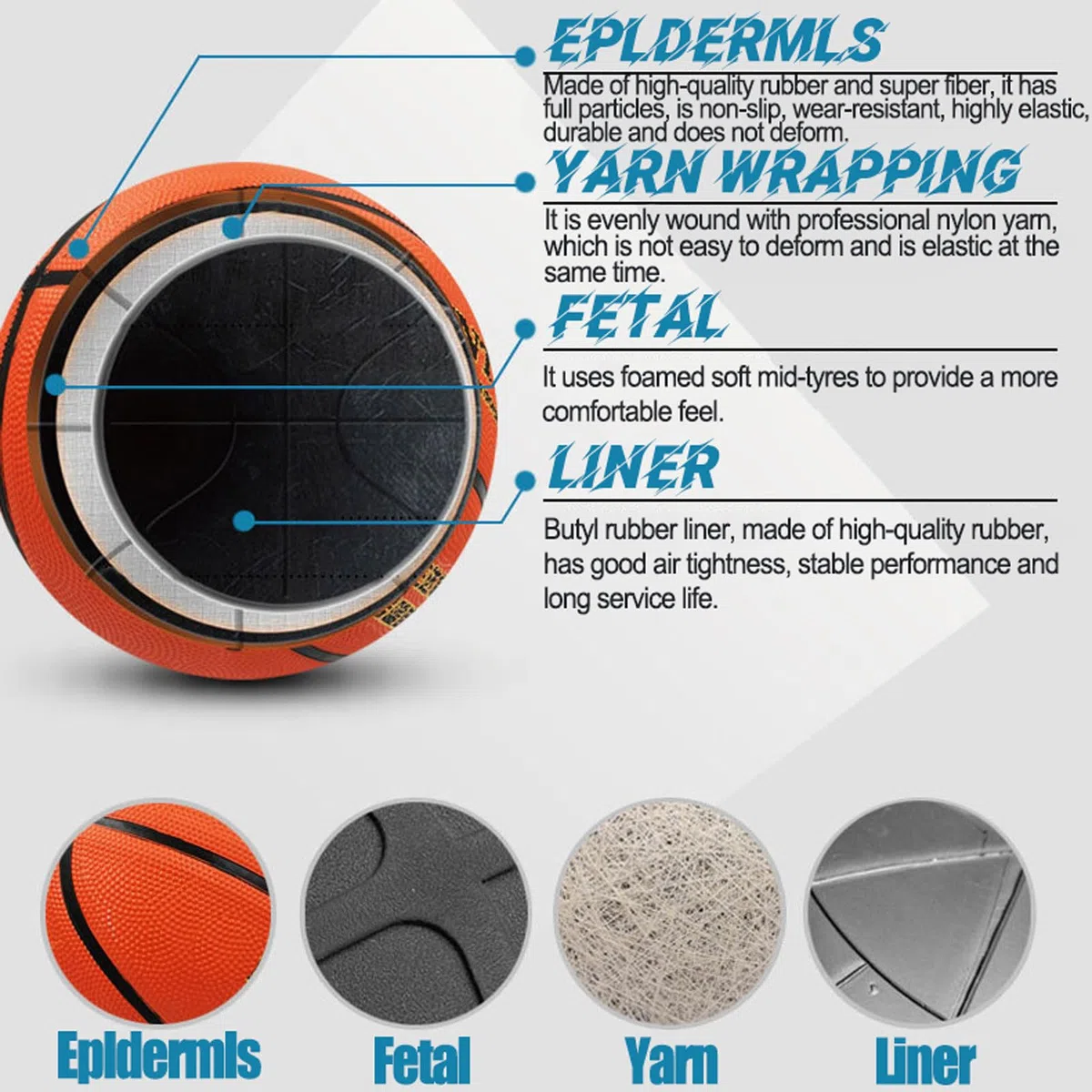 Ballon de basket-ball personnalisé pour intérieur et extérieur - En cuir composite imprimé avec votre nom - Taille officielle 5, 6, 7