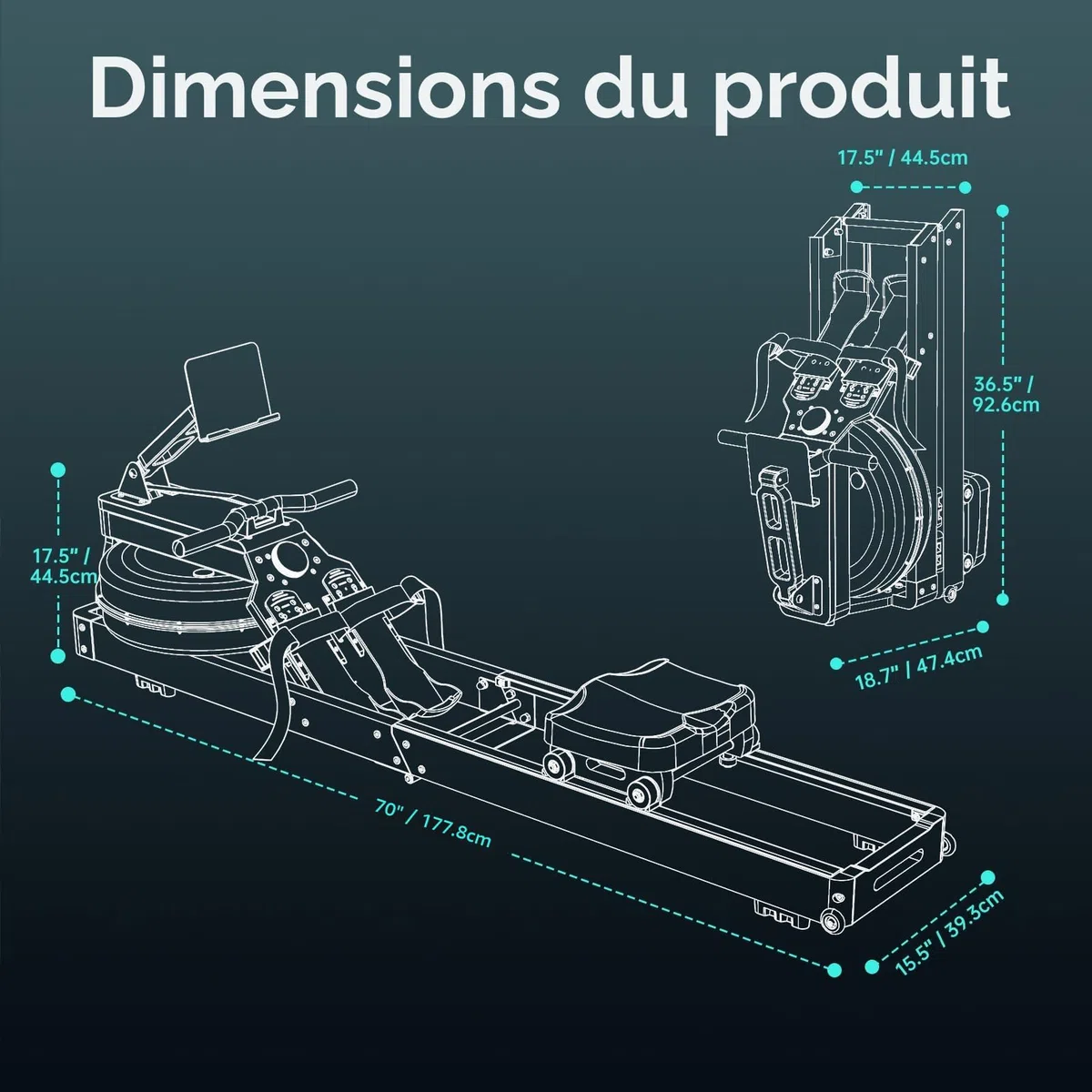 PASYOU Rameur pour la Maison en chêne, rameur d'eau Pliable avec écran Bluetooth et 30 Jours d'abonnement Kinomap Gratuit, rameur avec Support de Tablette réglable, Charge maximale 150 kg PW60