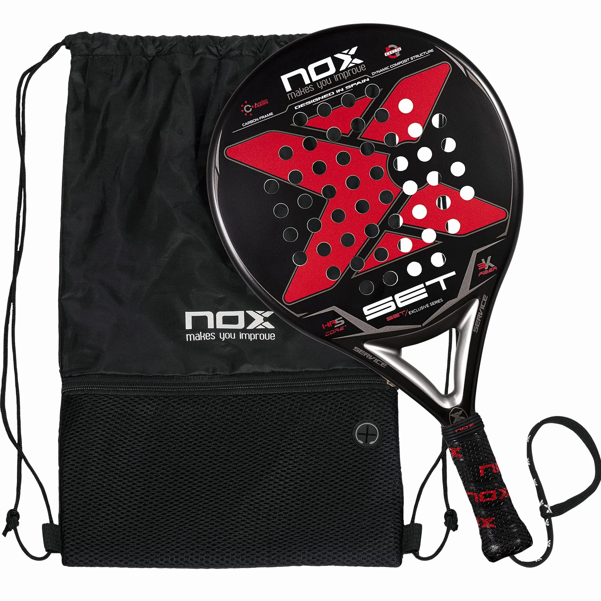 NOX Pelle de Padel Set - Exclusive Series, Noir - Rouge, Standard (Pelle Set 22 Exclusive Amazon)