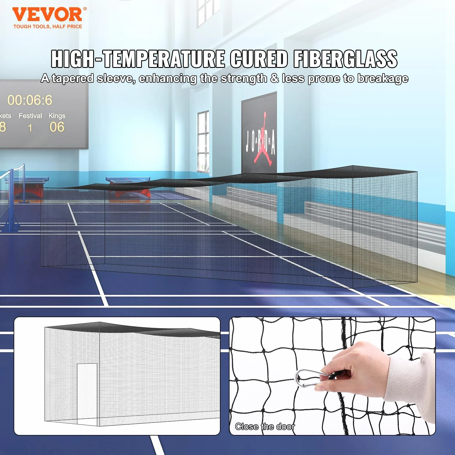 VEVOR Cage Frappeur de Baseball 17,4 m, Filet d'Entraînement Professionnel pour Frappeur de Softball, Cage de Lancer Portable avec Porte et Sac de Transport, Filet en PE Fermé Robuste Extérieur