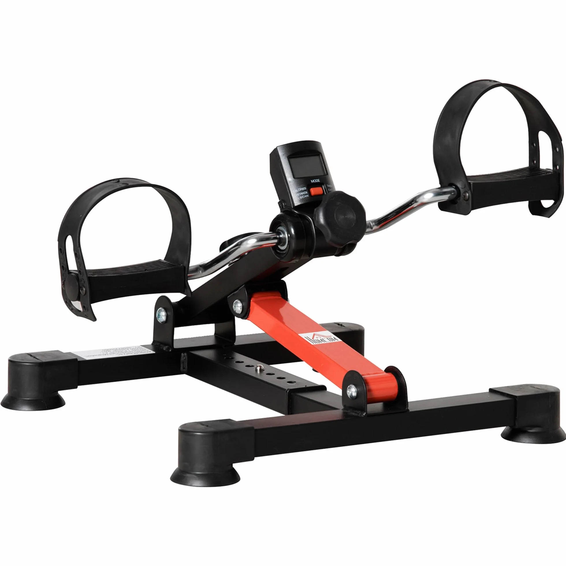 HOMCOM Pédalier d'appartement mini vélo d'appartement avec résistance réglable, écran LCD, hauteur et largeur réglables, pour entraînement des bras et des jambes, acier noir