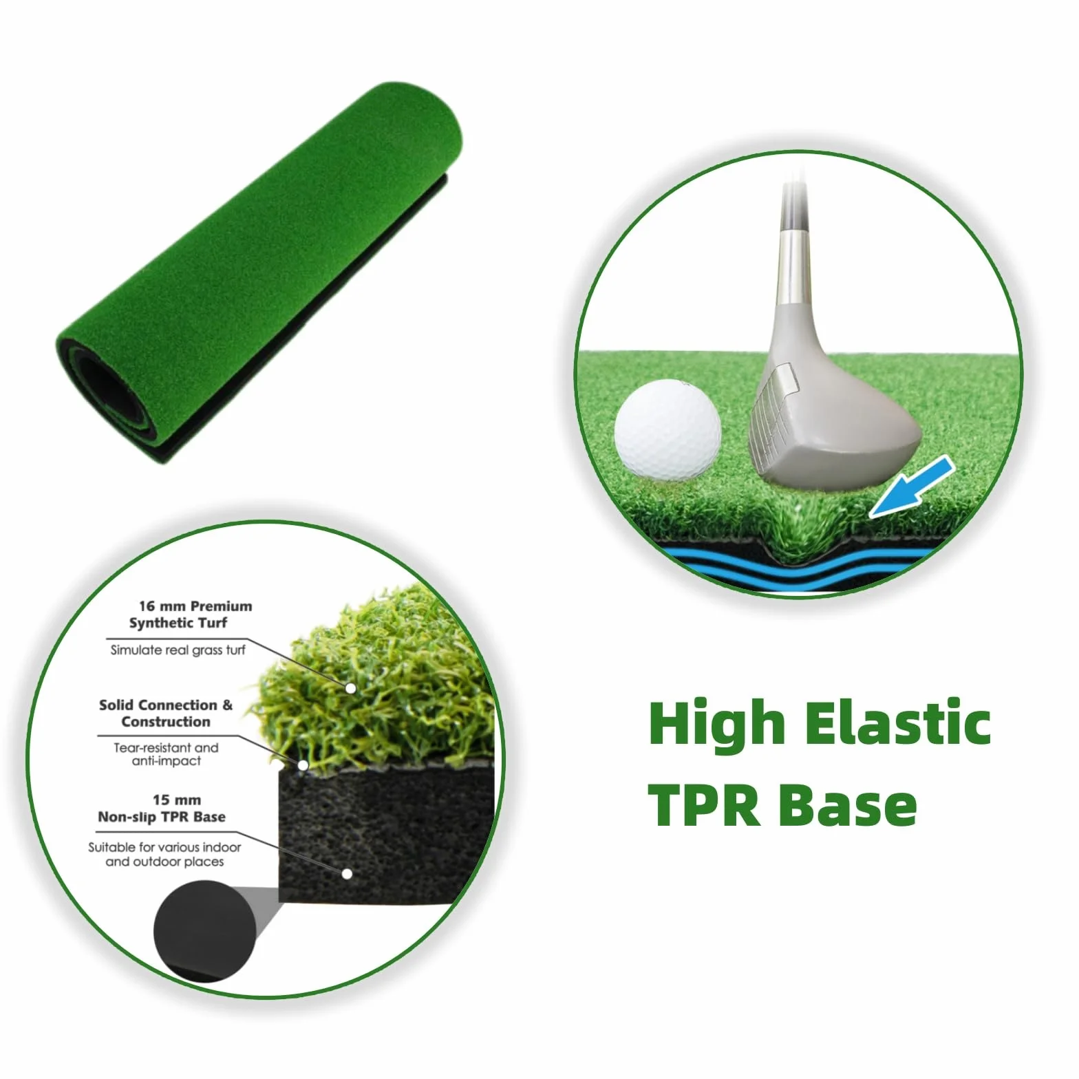 LIFEZEAL Tapis de Golf 1,5 x 1 m, Tapis d'Entraînement de Golf, Tapis de Frappe de Golf Pratique Pliable avec Gazon Synthétique et 2 Tees idéal pour Intérieur et Extérieur
