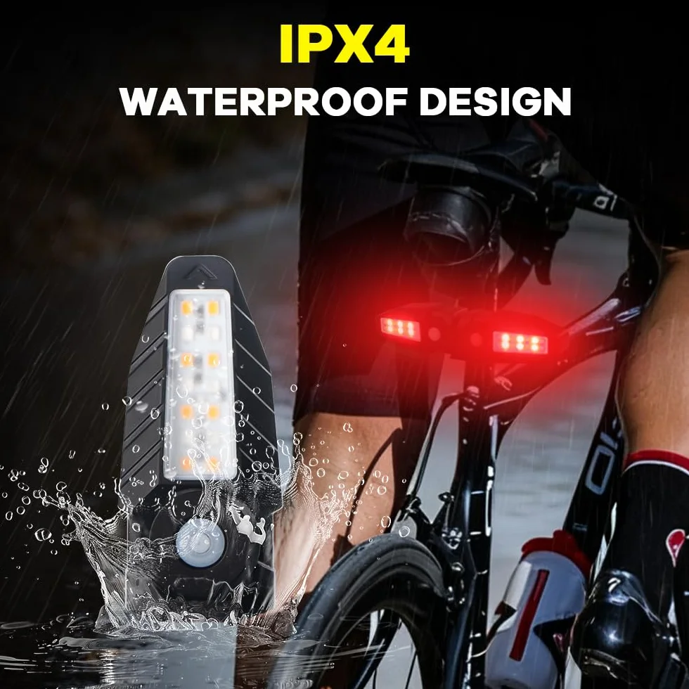 Feu Arriere Velo avec Clignotant Ultra-Lumineux à Projection, 5 Modes-Alarme sans Fil à Corne Clignotant Vélo 30 LED IPX4 Imperméable Rechargeable par USB Lumiere Velo Avant et Arriere