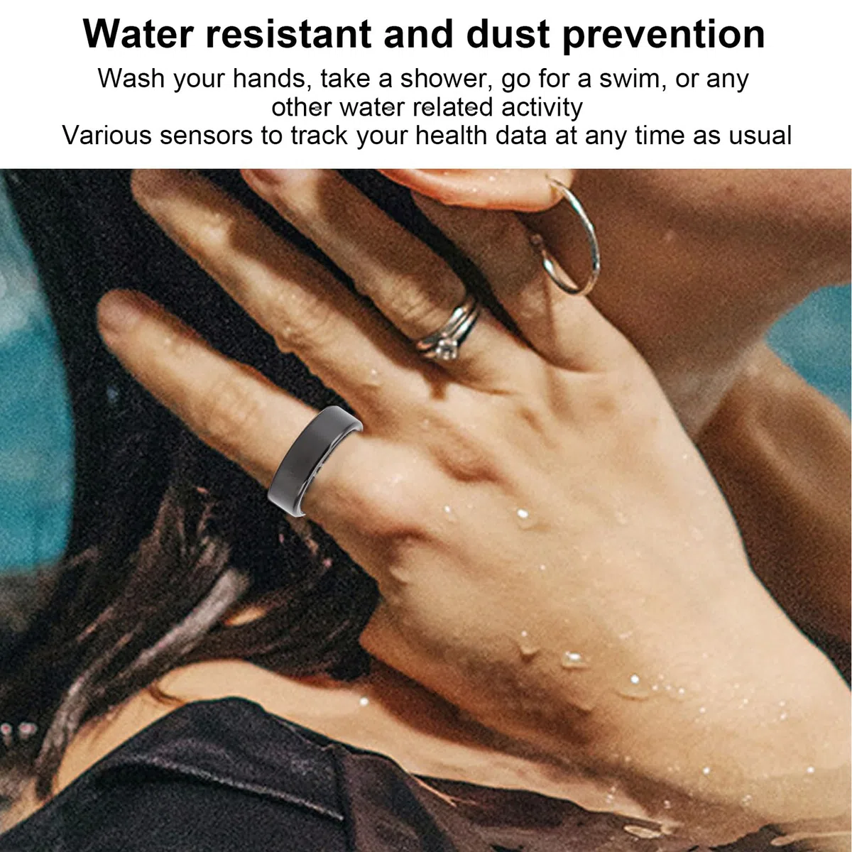 Smart Ring Health Tracker, Suivi du Sommeil, Anneaux de santé Portables, Anneaux de Suivi de la Condition Physique, avec Plusieurs Modes, Noir (Taille 13)
