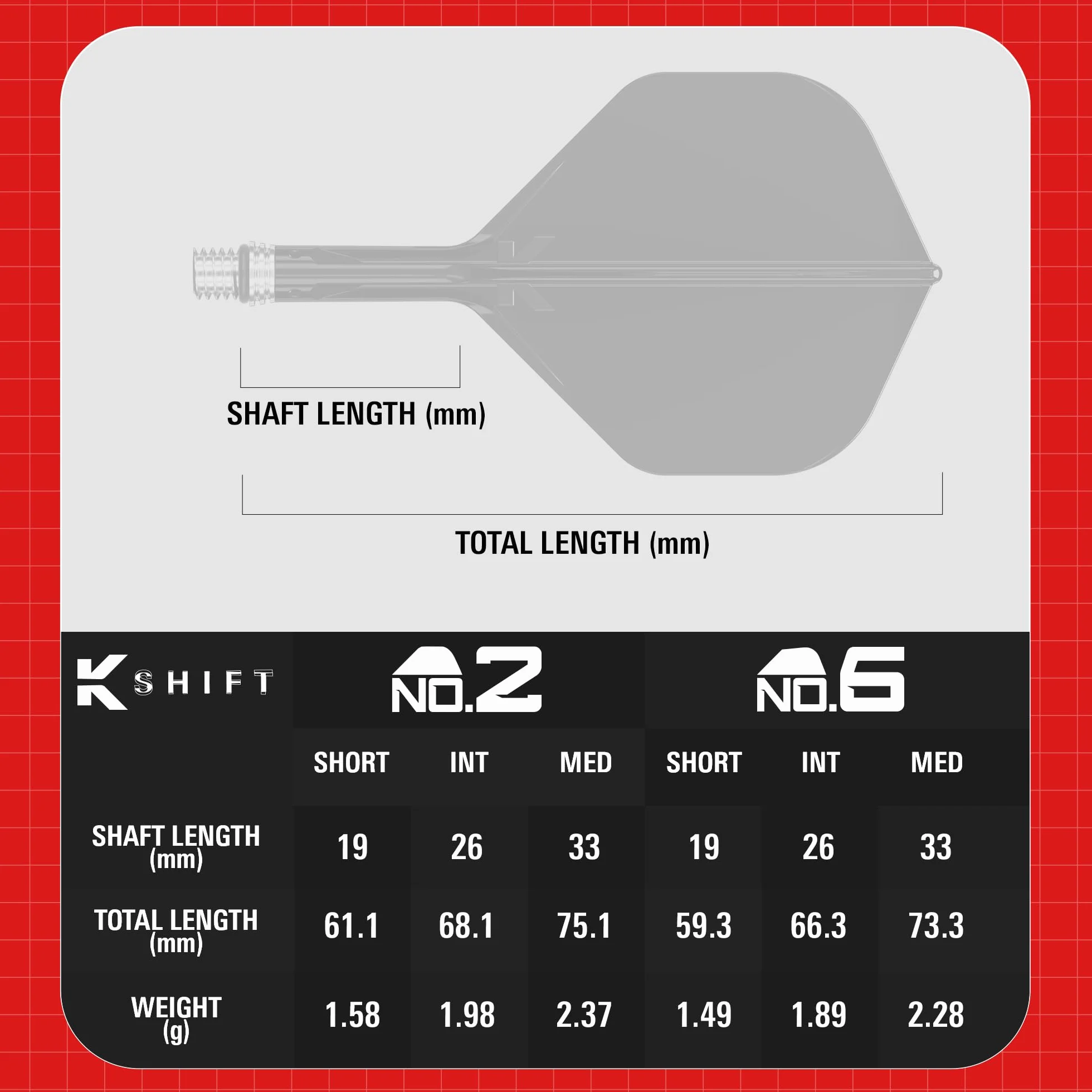 Target Darts K-Shift N° 2 Intégrés Vols et Arbres | K Shift N° 2 Système Vol et Arbre, Blanc/Transparent/Noir – K-Flex Court/Intermédiaire/Moyen Shift Spin Base, Accessoires Fléchettes Professionnels