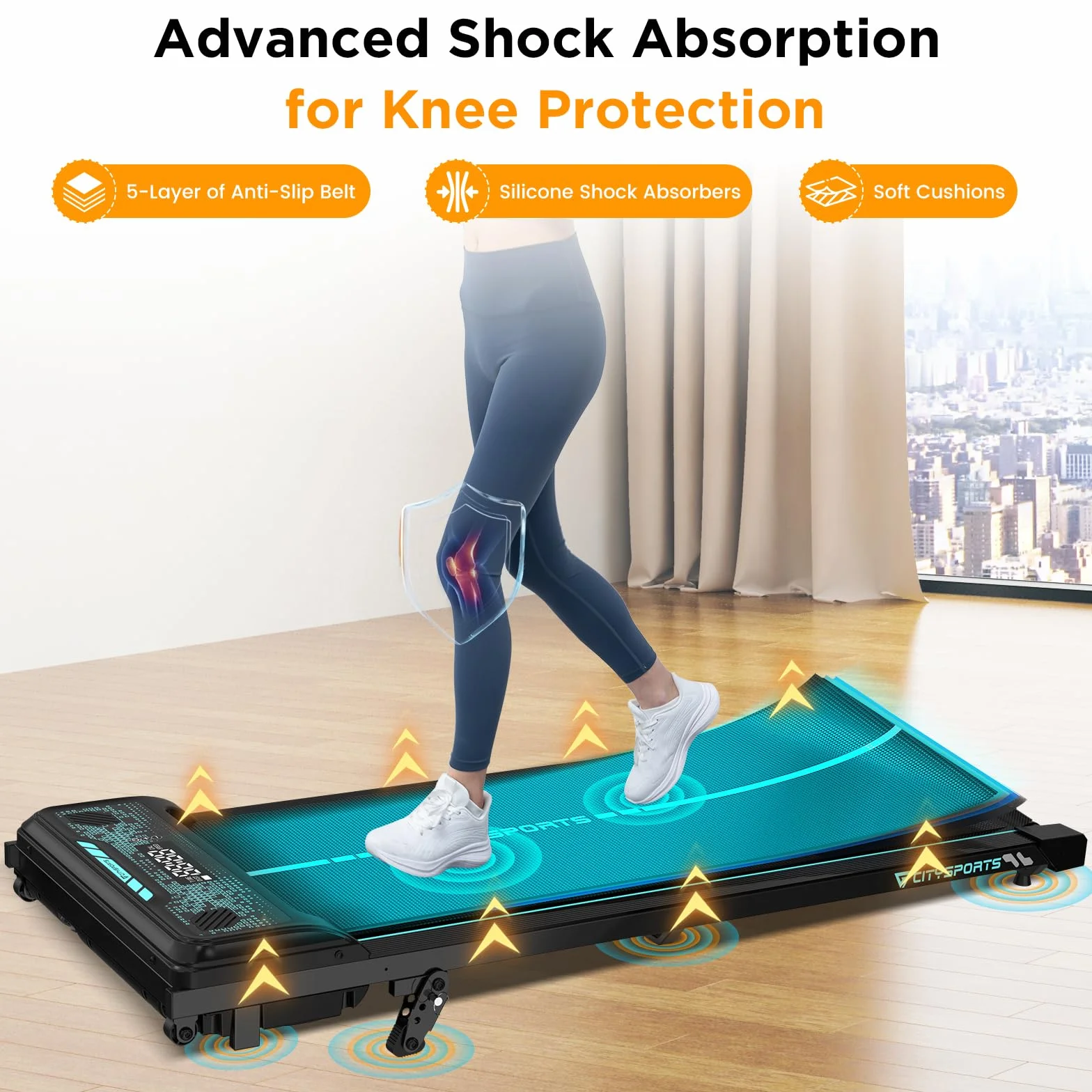 CITYSPORTS Tapis de Course Électrique Inclinable 8–10% 1–6 km/h avec Écran LED Télécommande Pliable