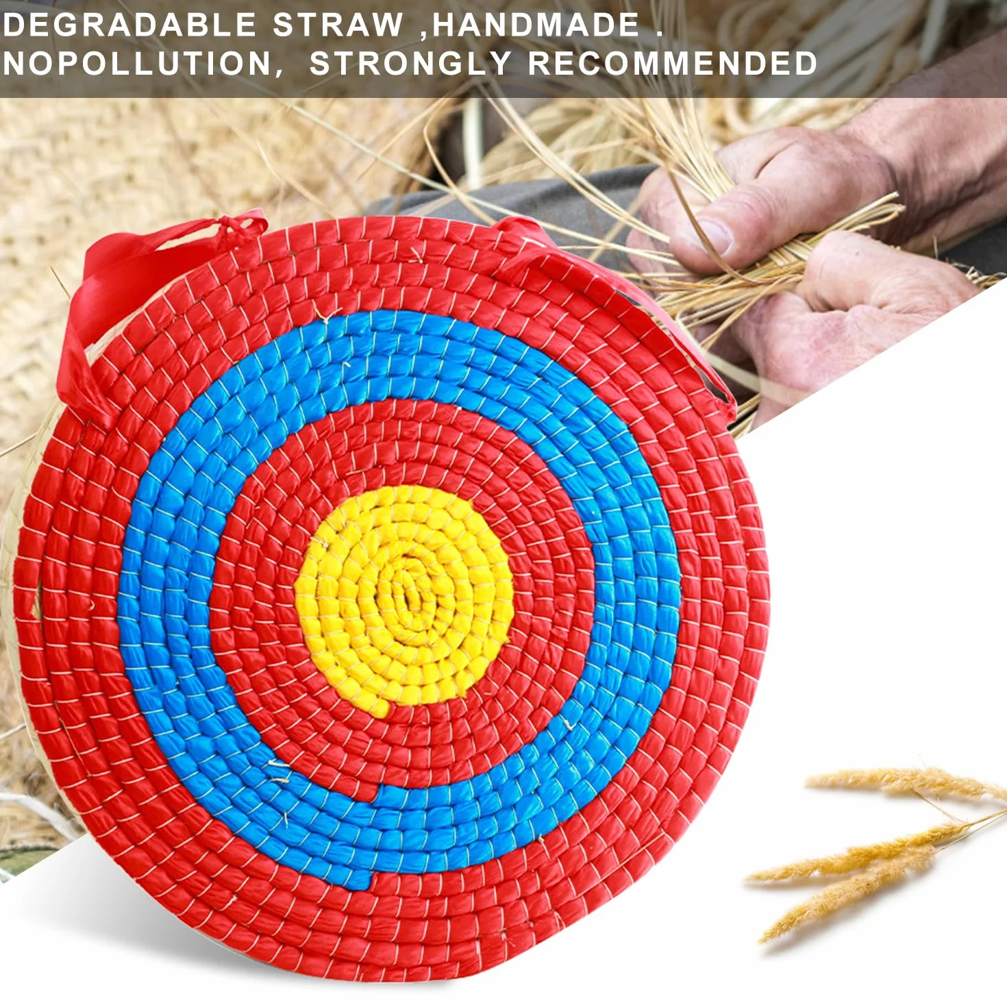 Cible de tir à l'arc, cible ronde en paille solide, cible traditionnelle en paille, utilisée pour les sports de plein air, l'arc de tir à l'arc, les fléchettes et la pratique du tir pour