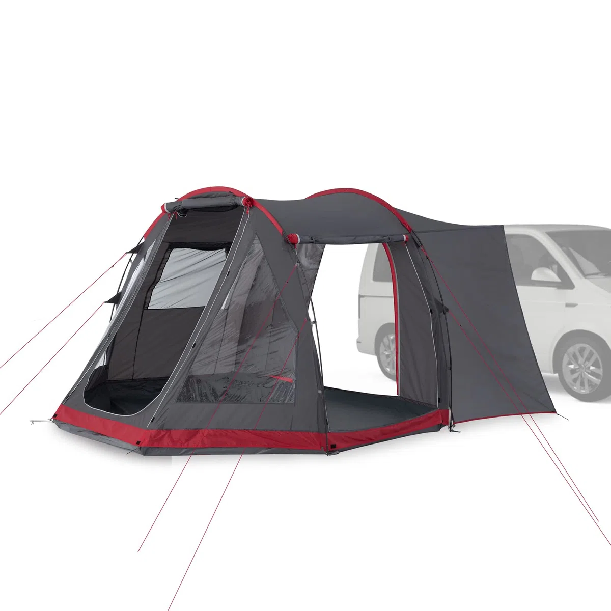 JUSTCAMP Yuba Auvent pour Bus avec Hauteur Debout, Tente Tunnel pour Bus, auvent adapté au Bus, au Van, au Camping-Car ; Tente familiale 4, 5 Personnes