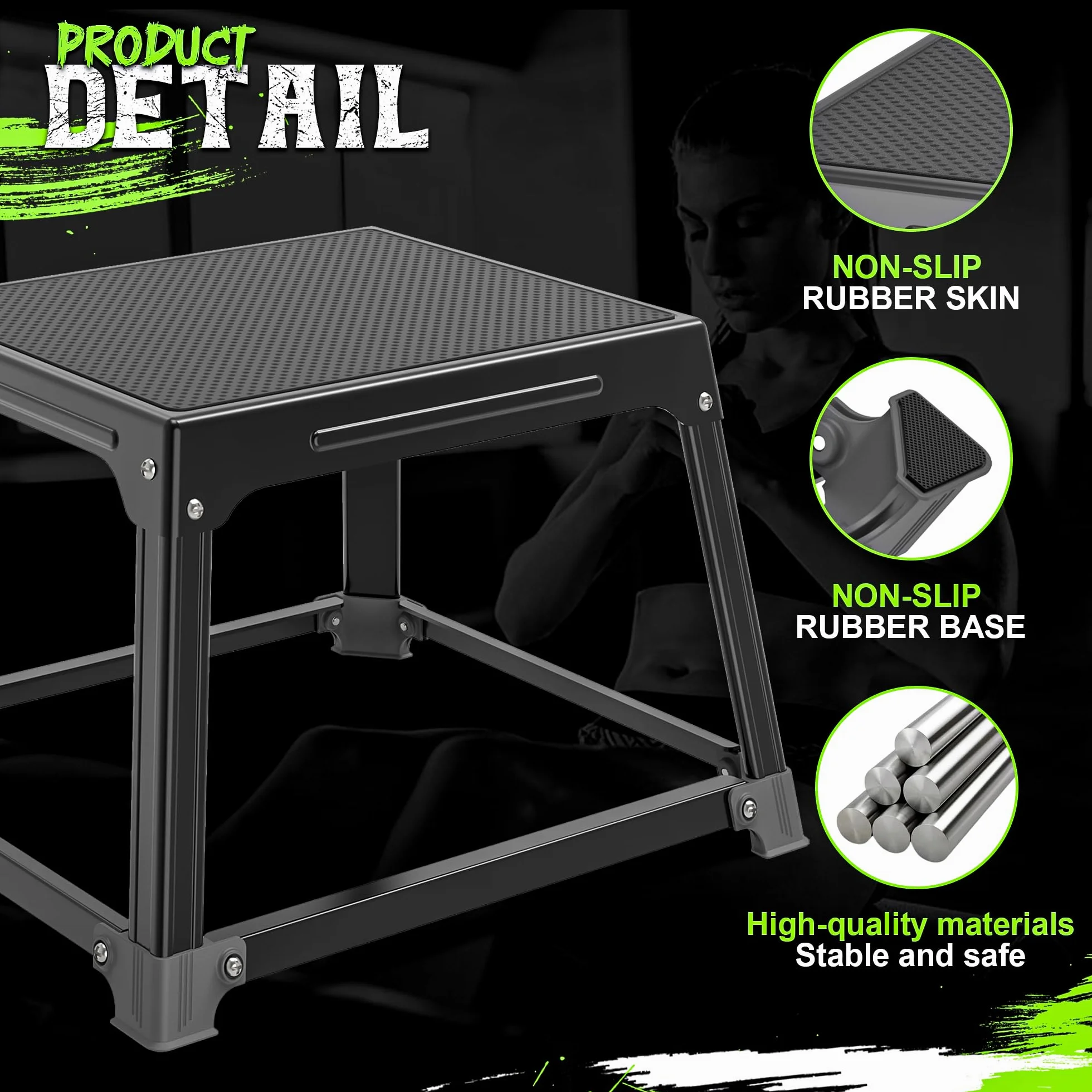 GanFindX Boîte de saut pliométrique en métal de 30,5 cm avec surface de 43,2 x 33 cm en acier pour exercices de fitness, d'agilité, d'endurance, de conditionnement, de musculation