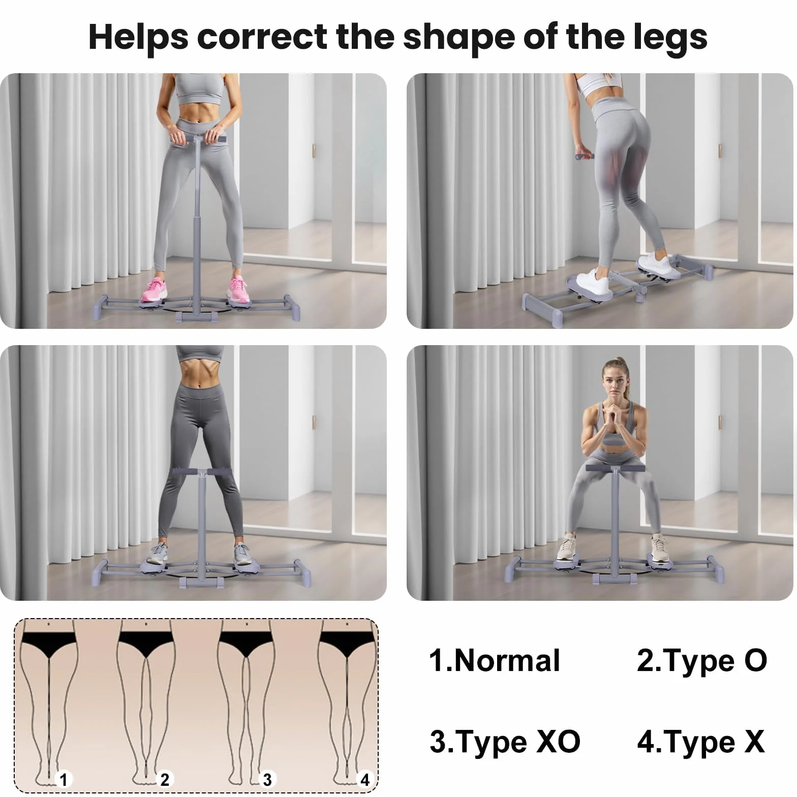 Simulateur De Ski, Entraîneur De Cuisses, Réglable Appareil Pliable pour Jambes, Plancher Pelvien pour Femmes, Appareil De Perte De Poids pour Abdomen, Jambes, Fessiers, Fitness À Domicile