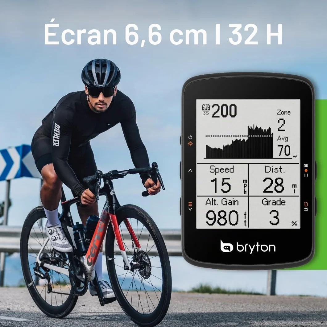 Bryton Rider 460 Compteur GPS Vélo 2,6 Pouces LCD, Assistance de Navigation Innovante, Compatible avec Vélos Électriques et Radar Vélo, Autonomie 32h, Bluetooth Ant, Étanche