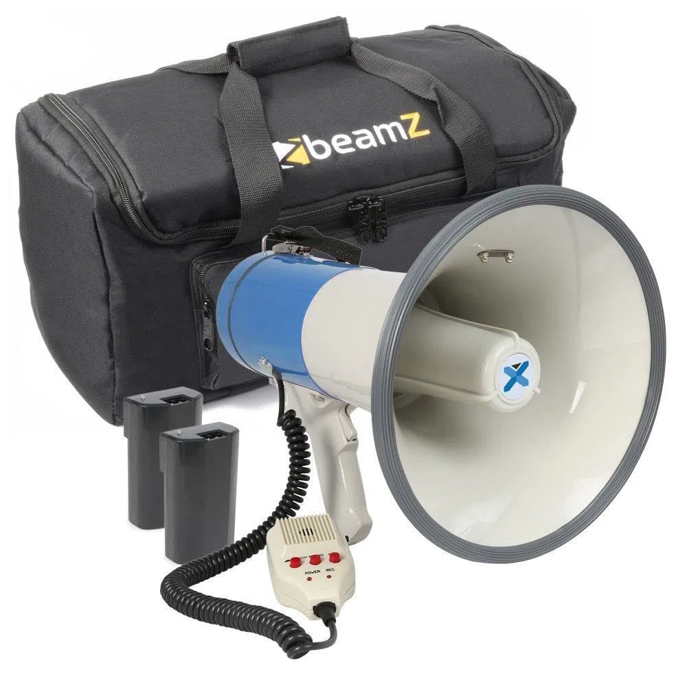 VONYX MEG065 Kit Mégaphone Professionnel 65W - avec Sac de Transport, 2 Batteries Lithium-ION Rechargeables, Idéal pour Les Déplacements en Manifestations ou Matchs