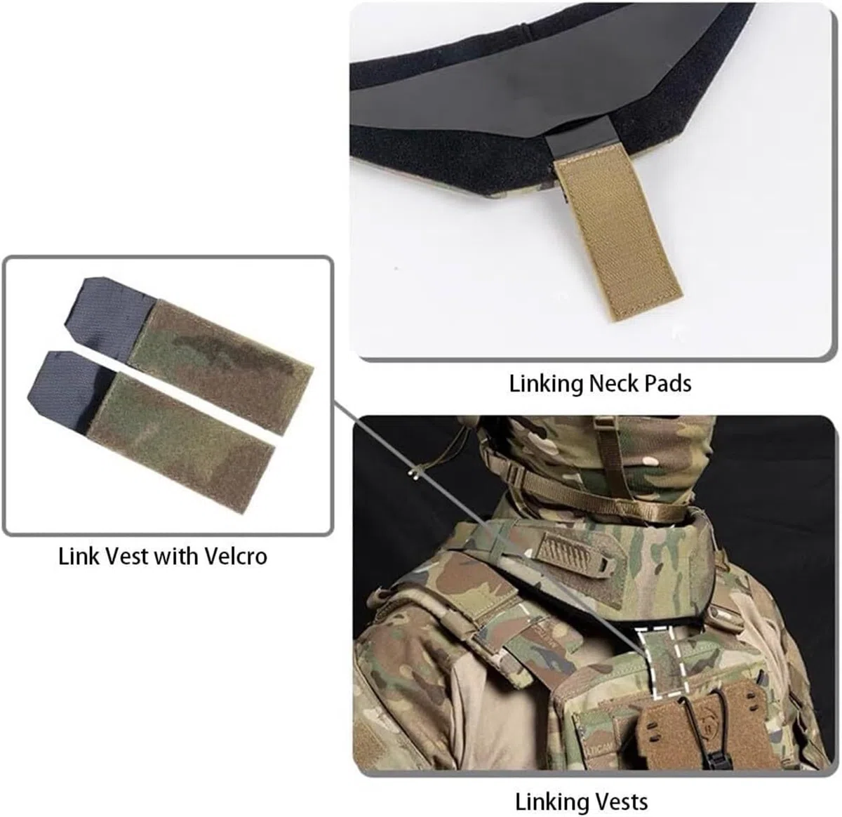 Protège-Cou Tactique for Gilet, Accessoires Tactiques Airsoft Paintball en Nylon Cordura 500D, Protège-Cou Épais Universels(E)