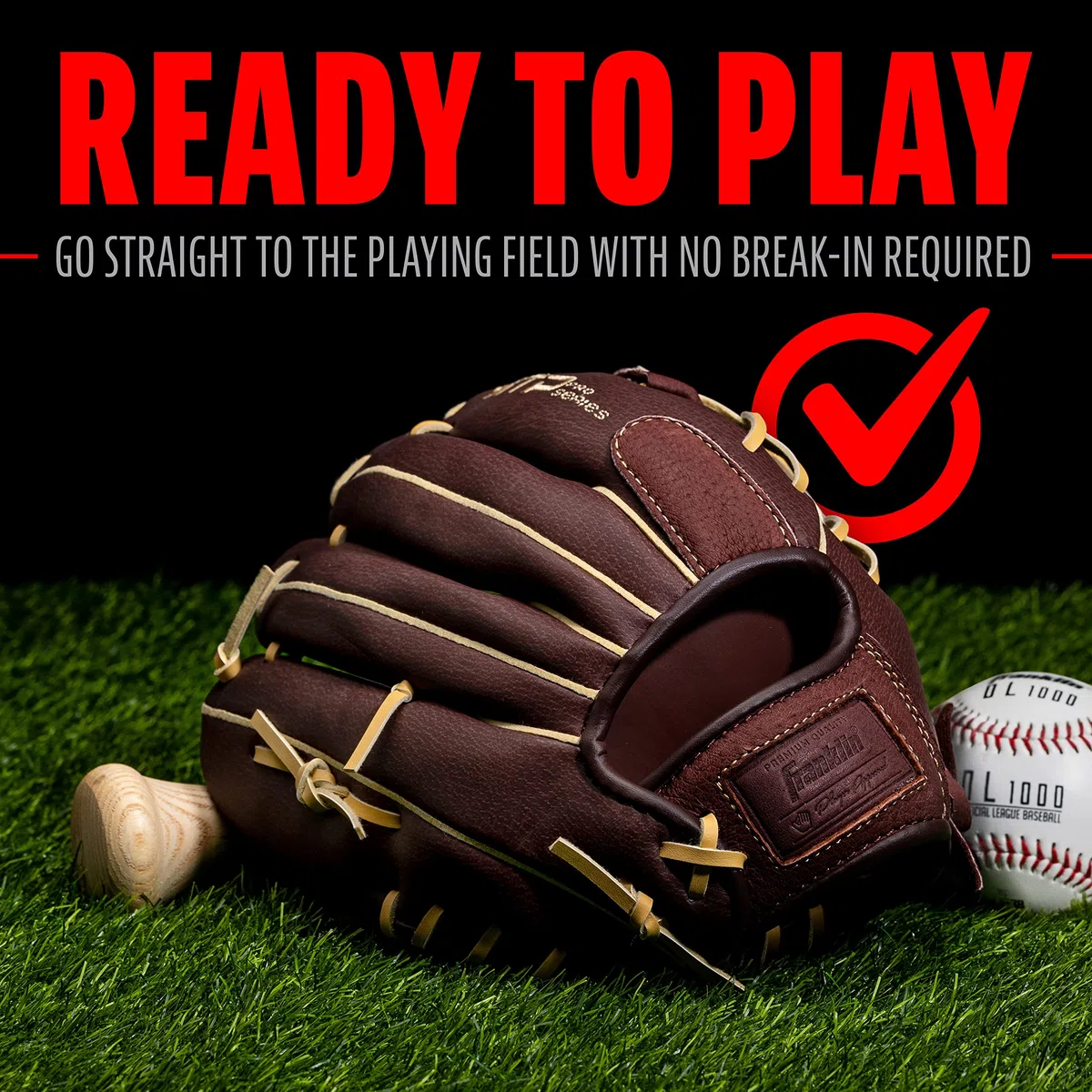 Franklin Sports RTP Pro Gant de Baseball pour Adulte et Adolescent Droite Camel