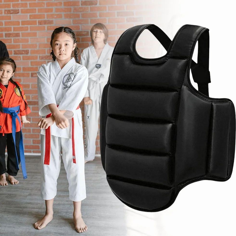 Protège-Poitrine De Boxe Kickboxing MMA Muay Thai Protecteur De Corps Bouclier De Frappe Réglable Arts Martiaux Coussin De Protection des Côtes du Haut du Ventre