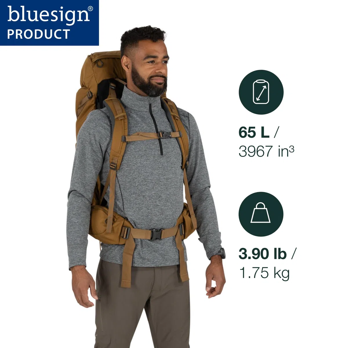 Osprey Rook Homme Sac à dos, 65L, Histosol Brown/Rhino Grey, O/S