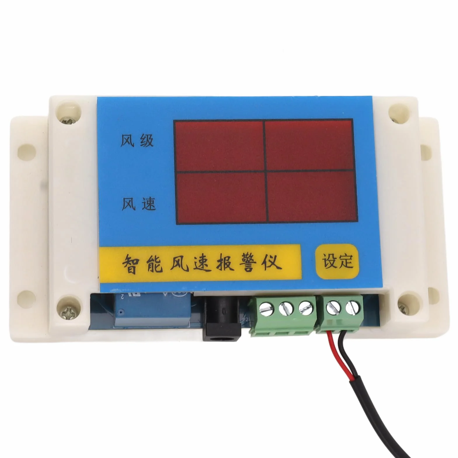 Anémomètre de Grue de Tour 3 Tassemètre de Vitesse du Vent avec Alarme 360° USB 5V Haute Précision 2-12 Niveaux Réglable