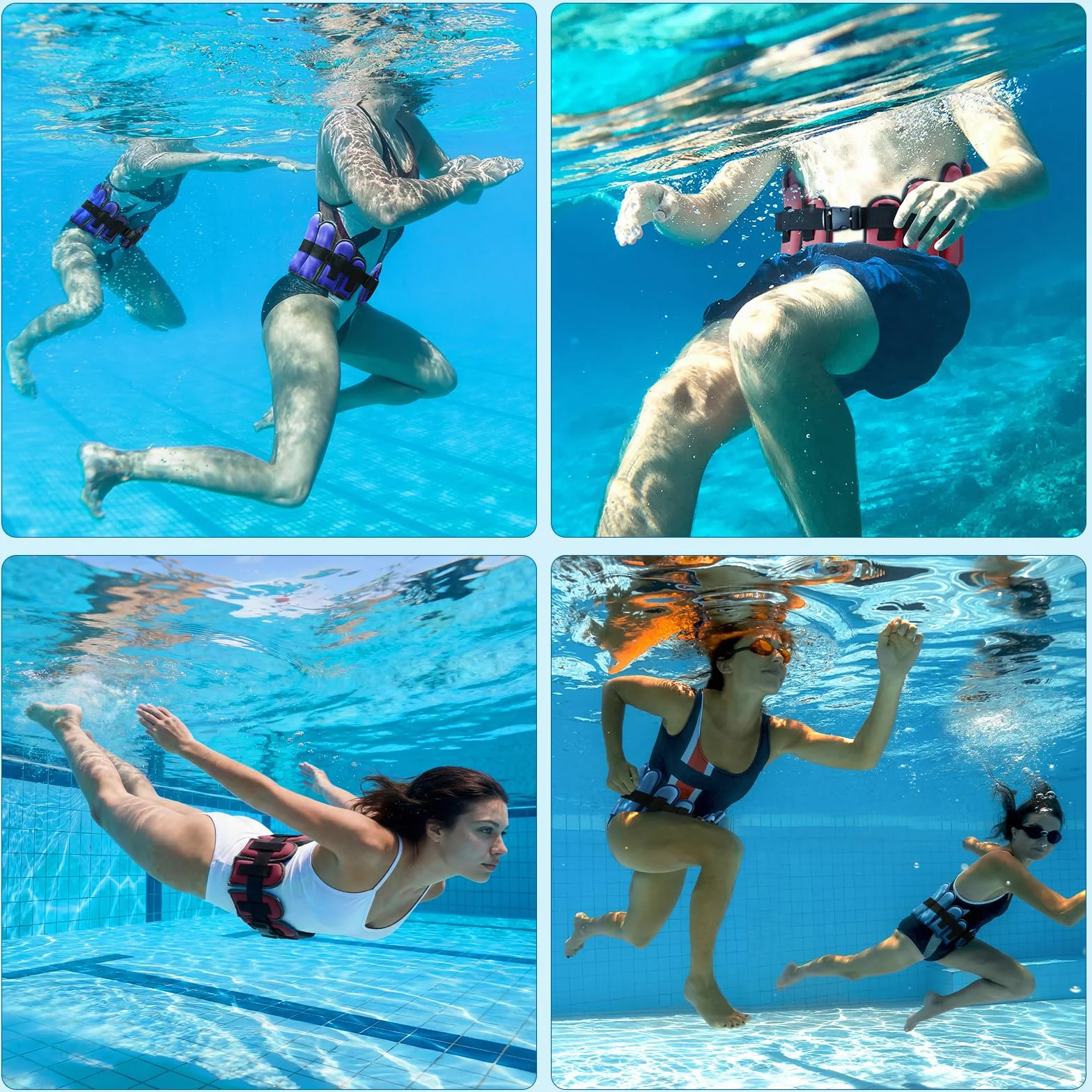 Sportneer Ceinture de jogging Aqua pour adultes - Blocs réglables pour l'entraînement à la résistance à l'eau, ceinture de jogging aquatique pour exercices de piscine, aquagym