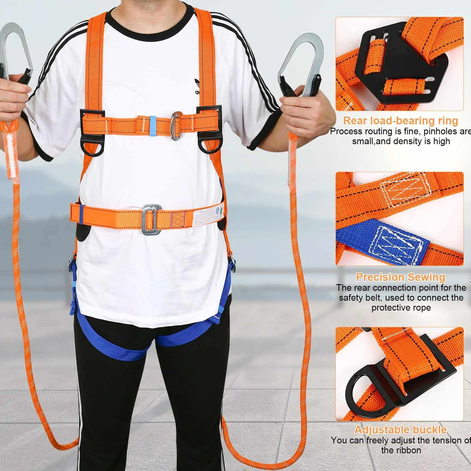 Ensemble ceinture sécurité complète F amovible passants poitrine protection chutes taille hanches alpinisme