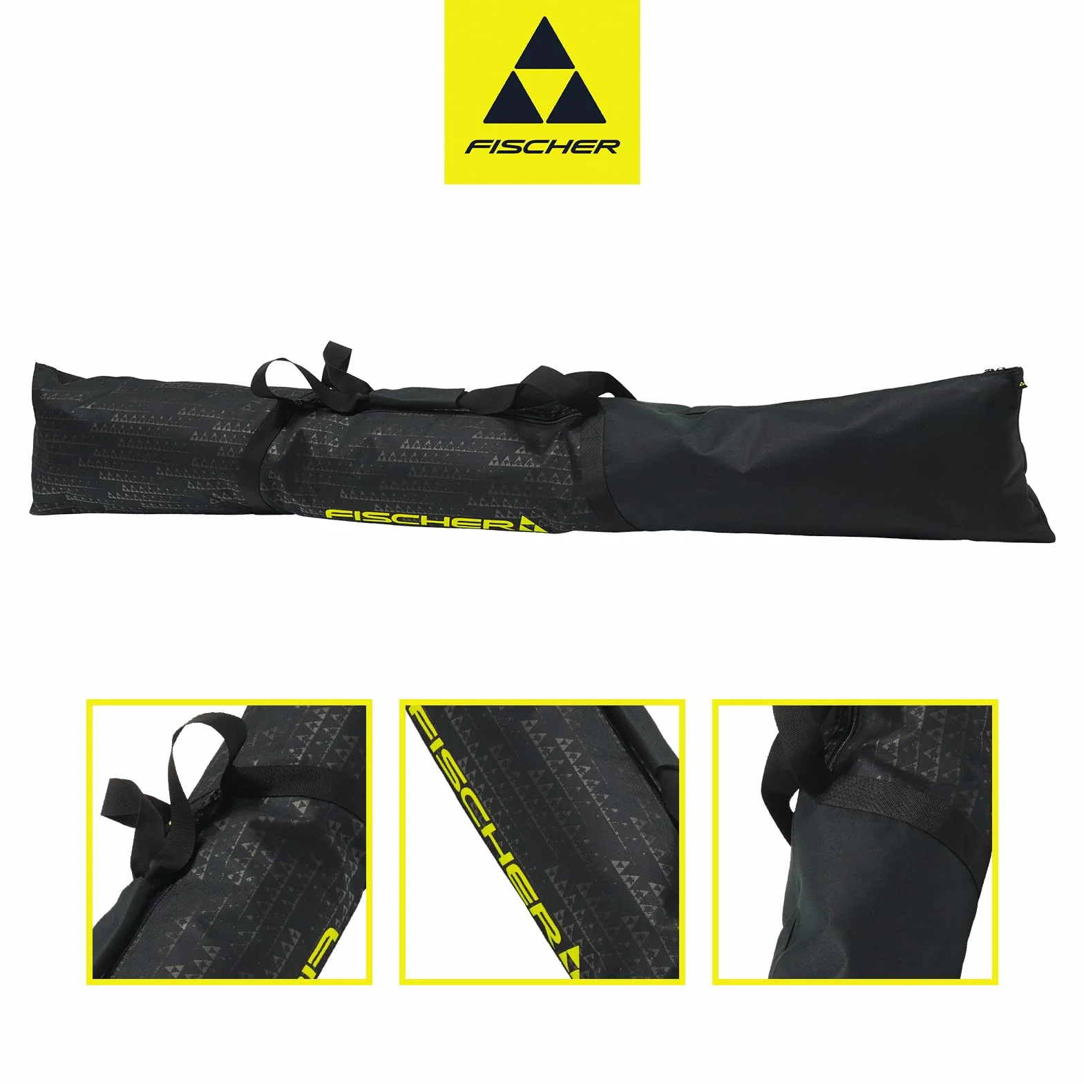 Fischer Skicase ECO Alpine Sac de transport compact pliable pour ski avec double fermeture éclair Noir/jaune