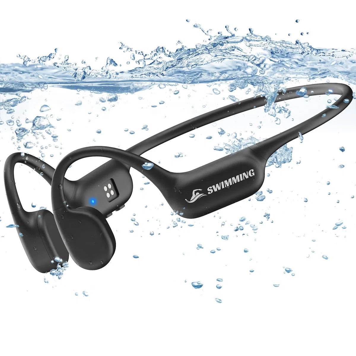 Guudsoud Casque de Natation, étanche IP68, avec Lecteur MP3, mémoire de 32 Go, Bluetooth 5.4, Casque de Sport Ouvert pour la Course, Le Cyclisme, Le Surf, Le Fitness
