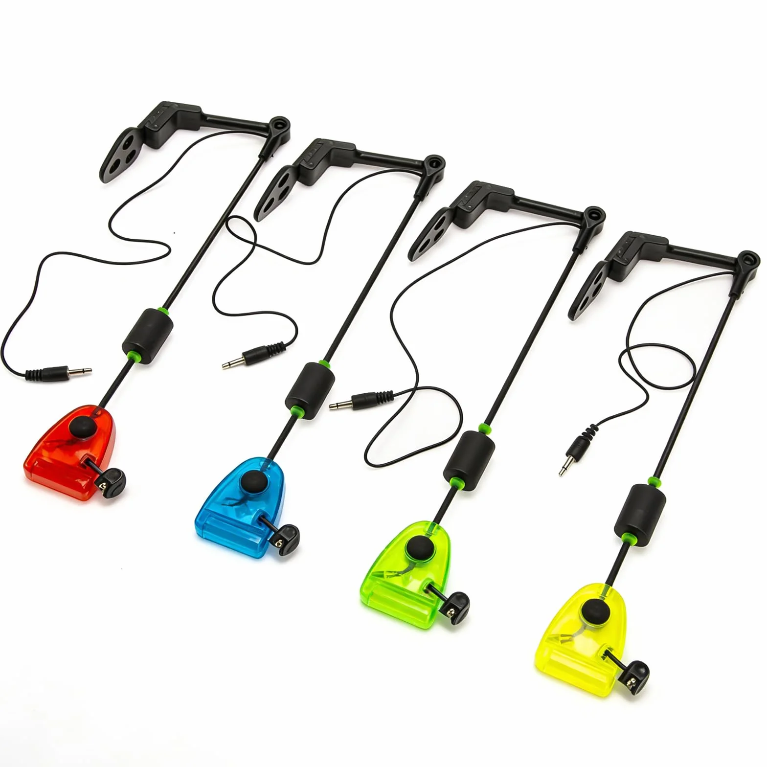 GBKDQQ Lot de 4 swingers pour la pêche à la carpe, 4 couleurs avec LED/raccord rapide/2 niveaux, indicateur de touche pour accessoires de pêche, élasticité réglable pour la pêche de nuit et la pêche à