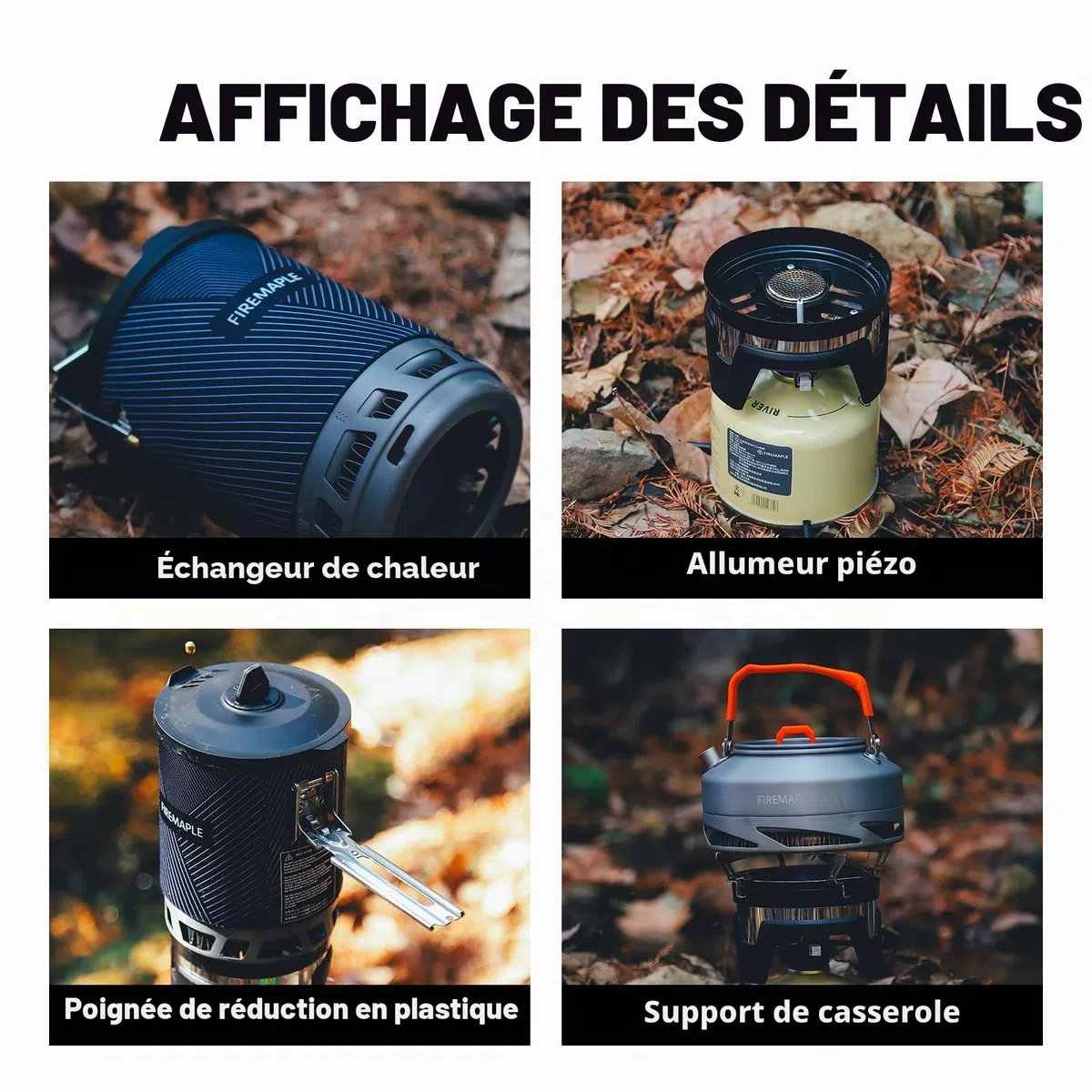 Fire-Maple X2 Pro Réchaud à Gaz Portable pour Camping Brûleur à Gaz Léger pour Randonneurs Système de Cuisine en Plein Air avec Allumage Piézo, Support de Casserole et Support de Cartouche de Gaz