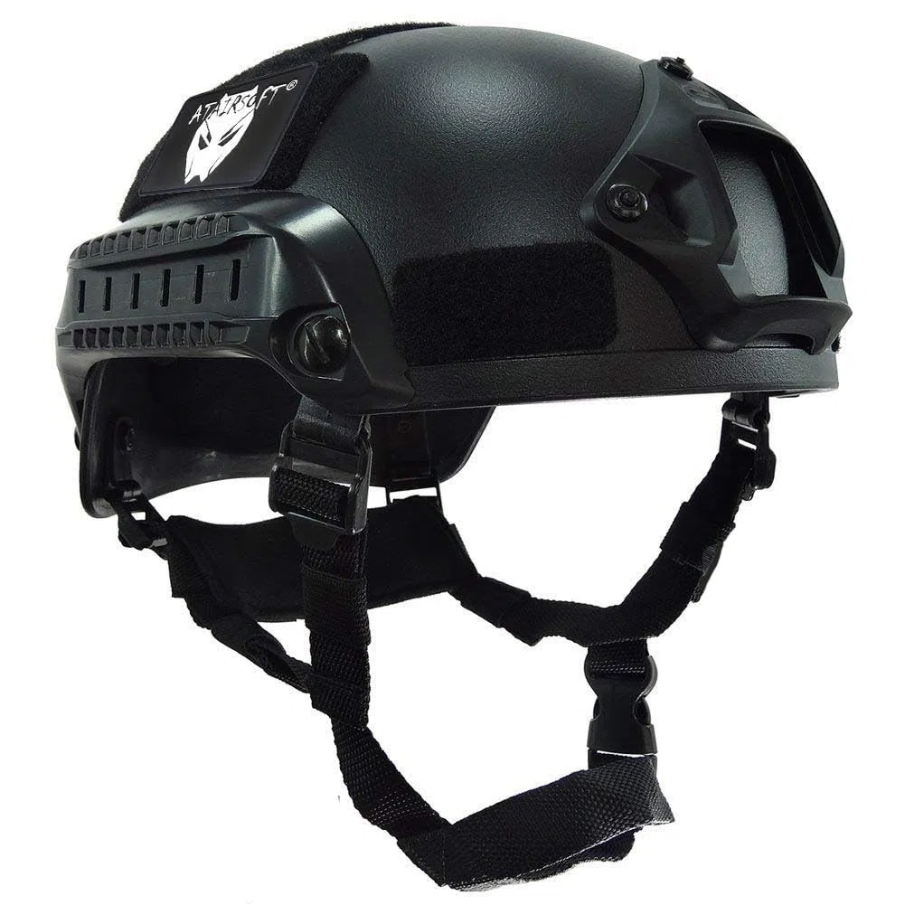 ATAIRSOFT Mich 2001 Style Casque de Protection de Combat avec Côté Rail & NVG Montage pour Airsoft Tactique Paintball Militaire Armée Chasse Noir