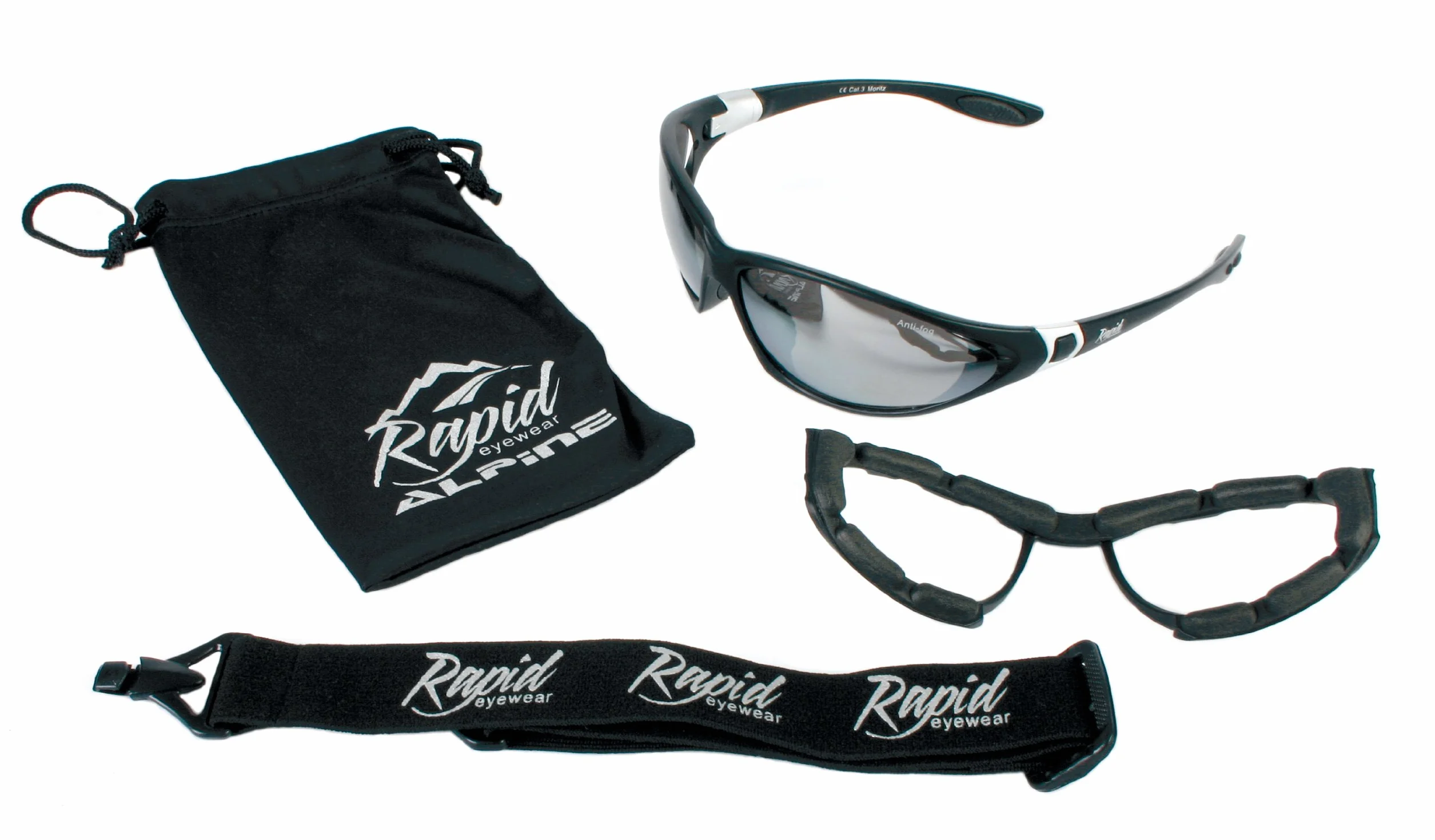 ‘Moritz’ lunettes de soleil polarisée pour sport avec bras latéraux et sangle interchangeables pour ski, snowboard, escalade de glacier, vélo, VTT etc. Pour hommes et femmes