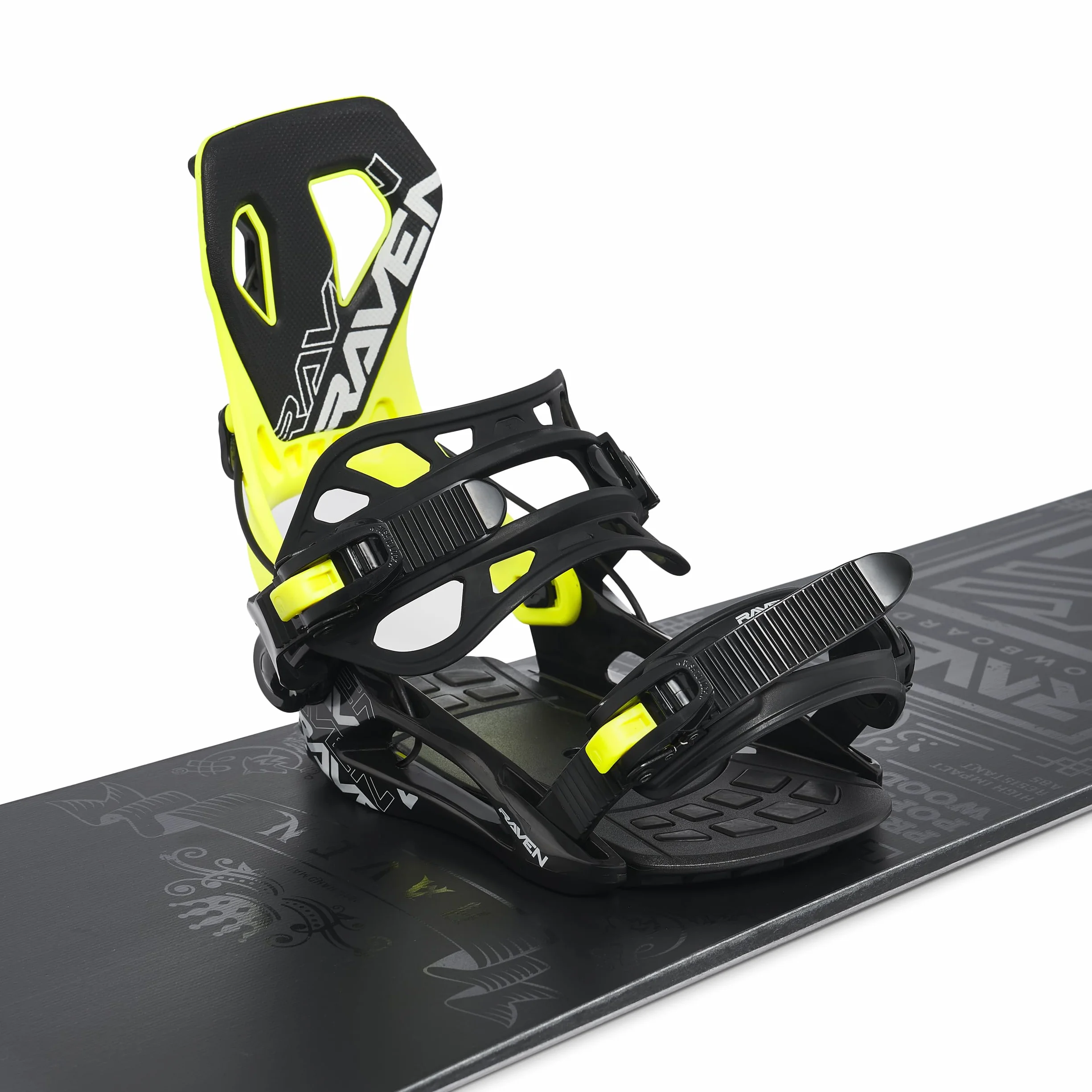 Raven Fixation de Snowboard Enfant FTM450 Noir Lime 41-44