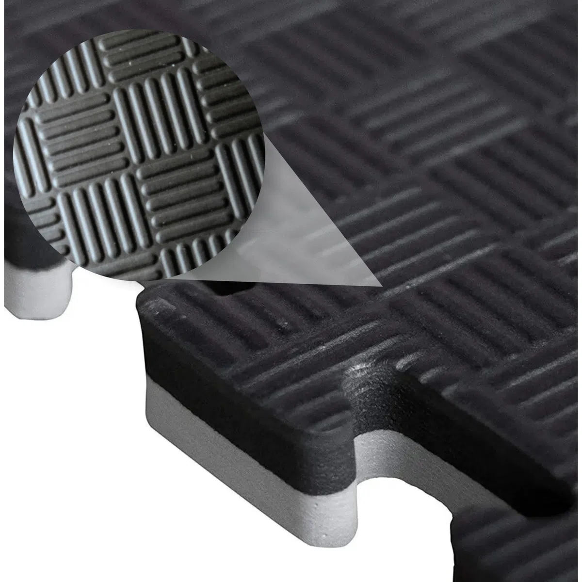 Tapis de sol en tatami pour salle de sport puzzle, épaisseur 4 cm, 1 dalle tatami 100x100 cm, Sol en Eva pour salle de sport, Sol anti-traumatisme (Noir/Gris)