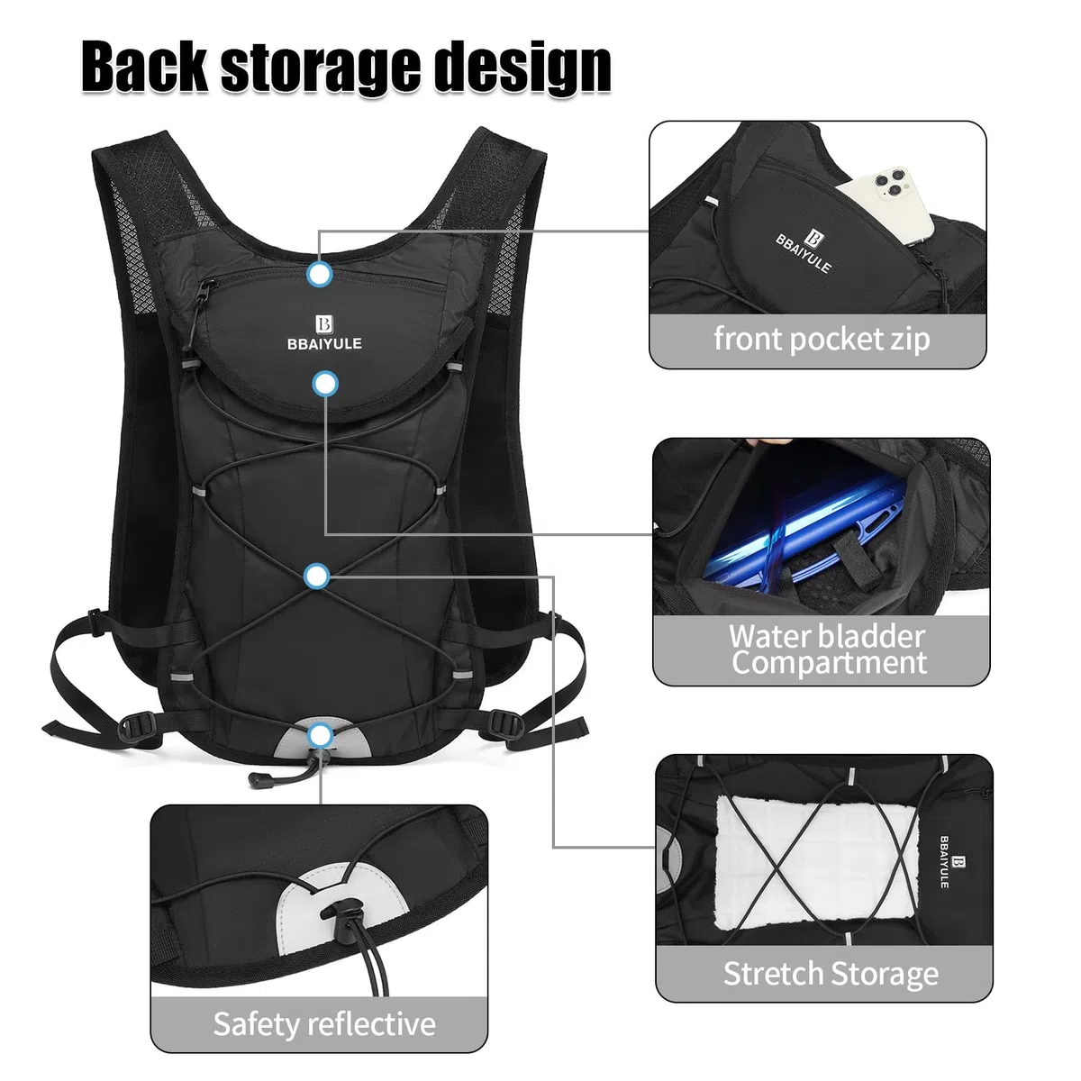 Sac à dos d'hydratation avec poche d'hydratation | Gilet de course pour homme et femme | Sac à dos de course à dos d'hydratation | Sac à dos de vélo, jogging, trail running